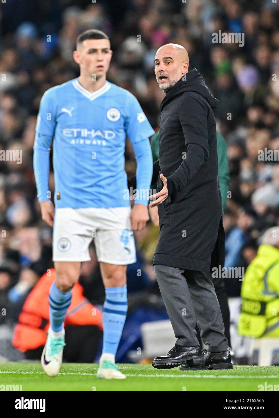 Manchester, Royaume-Uni. 7 novembre 2023. PEP Guardiola Manager de Manchester City, lors de la Ligue des champions de l'UEFA, Match Day four Group G Match au City of Manchester Stadium/Etihad Stadium, Manchester, Angleterre. (Image de crédit : ©Cody Froggatt/Alamy Live News) Banque D'Images