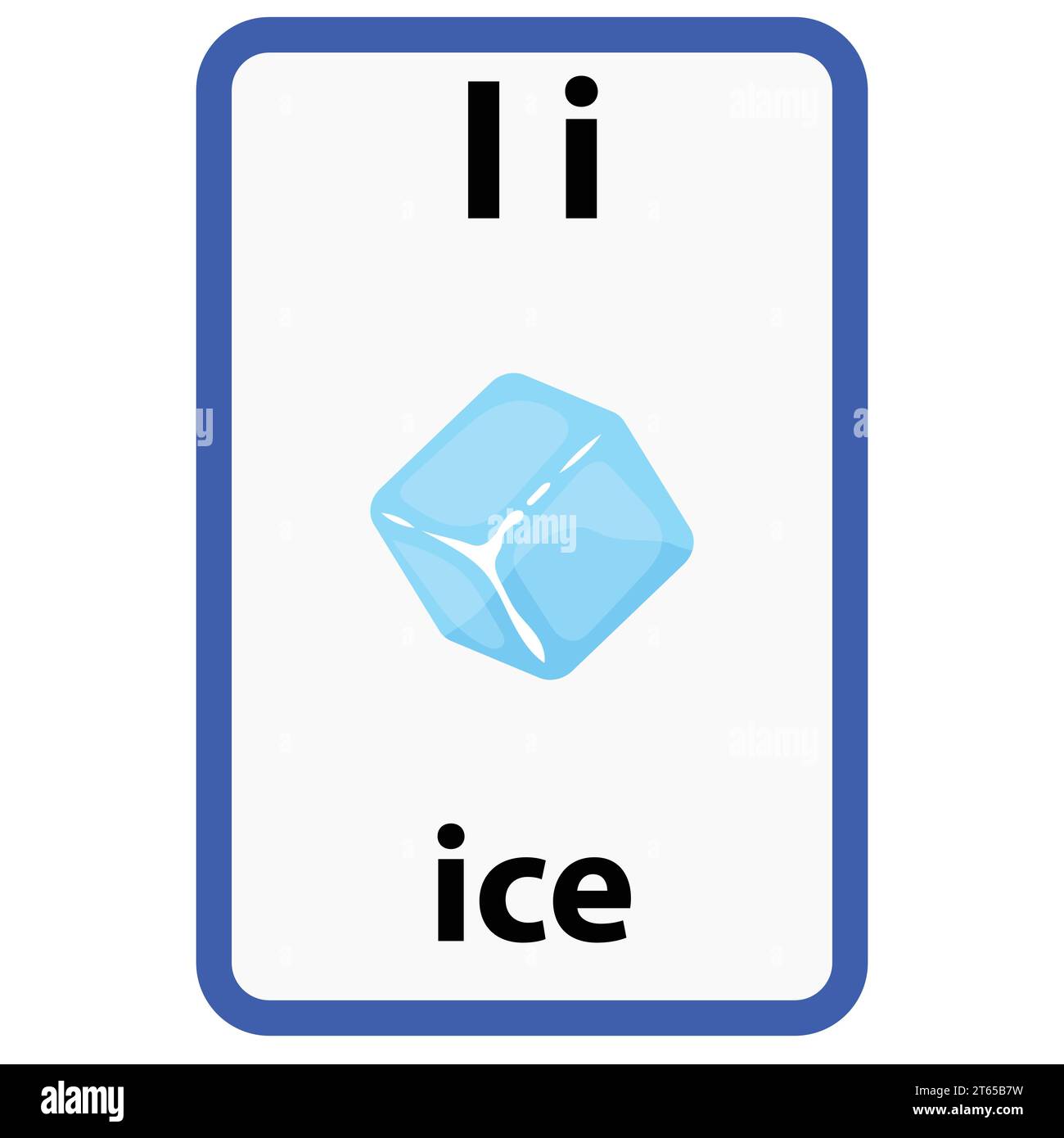 Carte-éclair alphabet pour enfants avec la lettre i de ICE Illustration de Vecteur