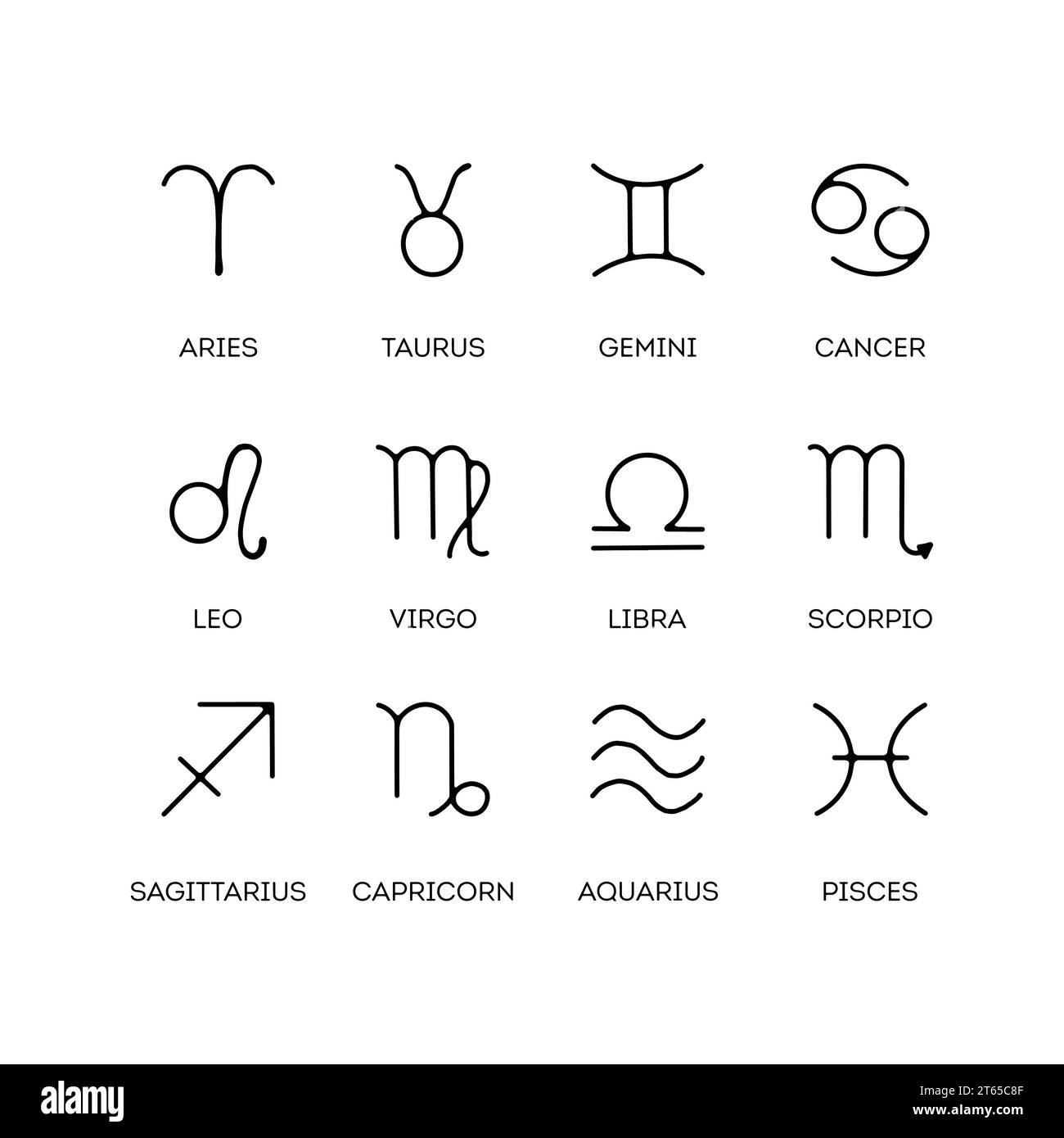 Signes du zodiaque. Ensemble d'icônes de signes du zodiaque. Illustration de Vecteur