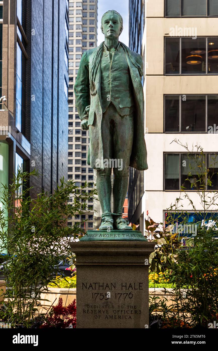 Statue de Nathan Hale, dédiée aux officiers de réserve d'Amérique. Chicago, États-Unis Banque D'Images