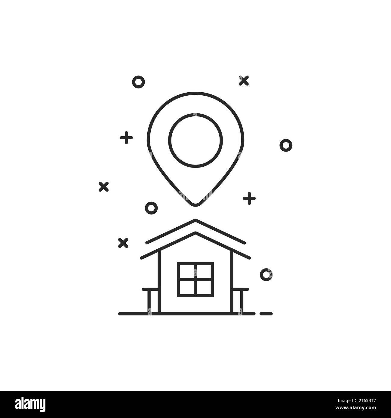 logo d'emplacement d'origine en ligne fine avec marqueur à épingle Illustration de Vecteur