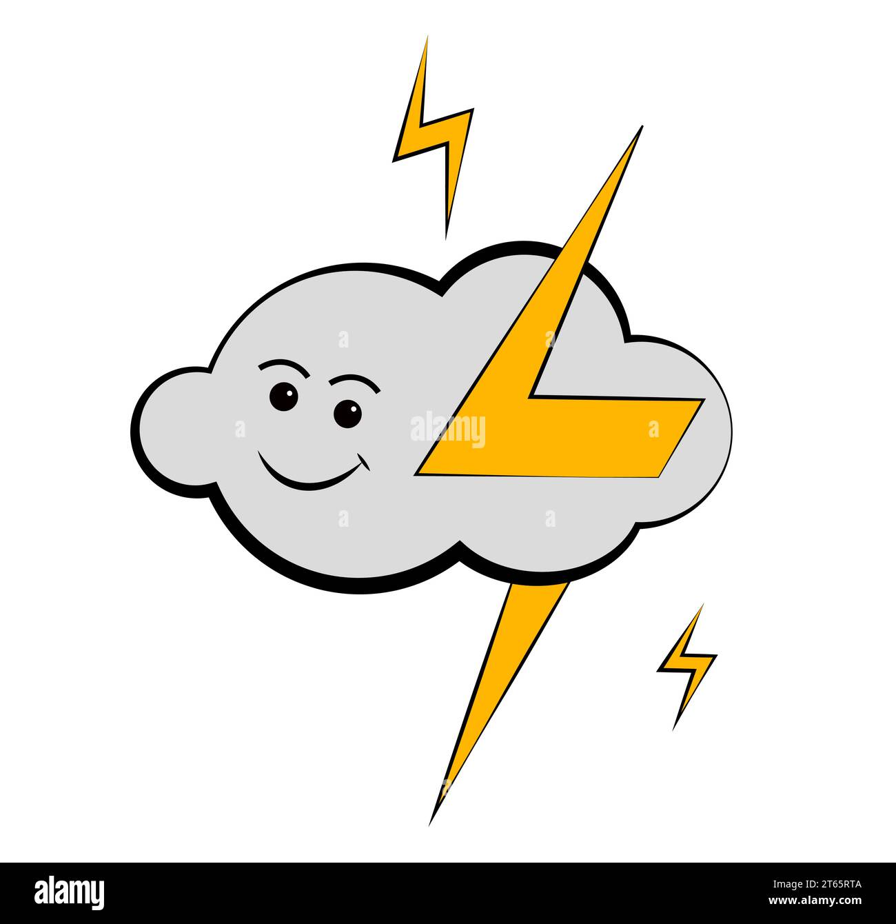 Nuage avec foudre jaune sur fond blanc Illustration de Vecteur