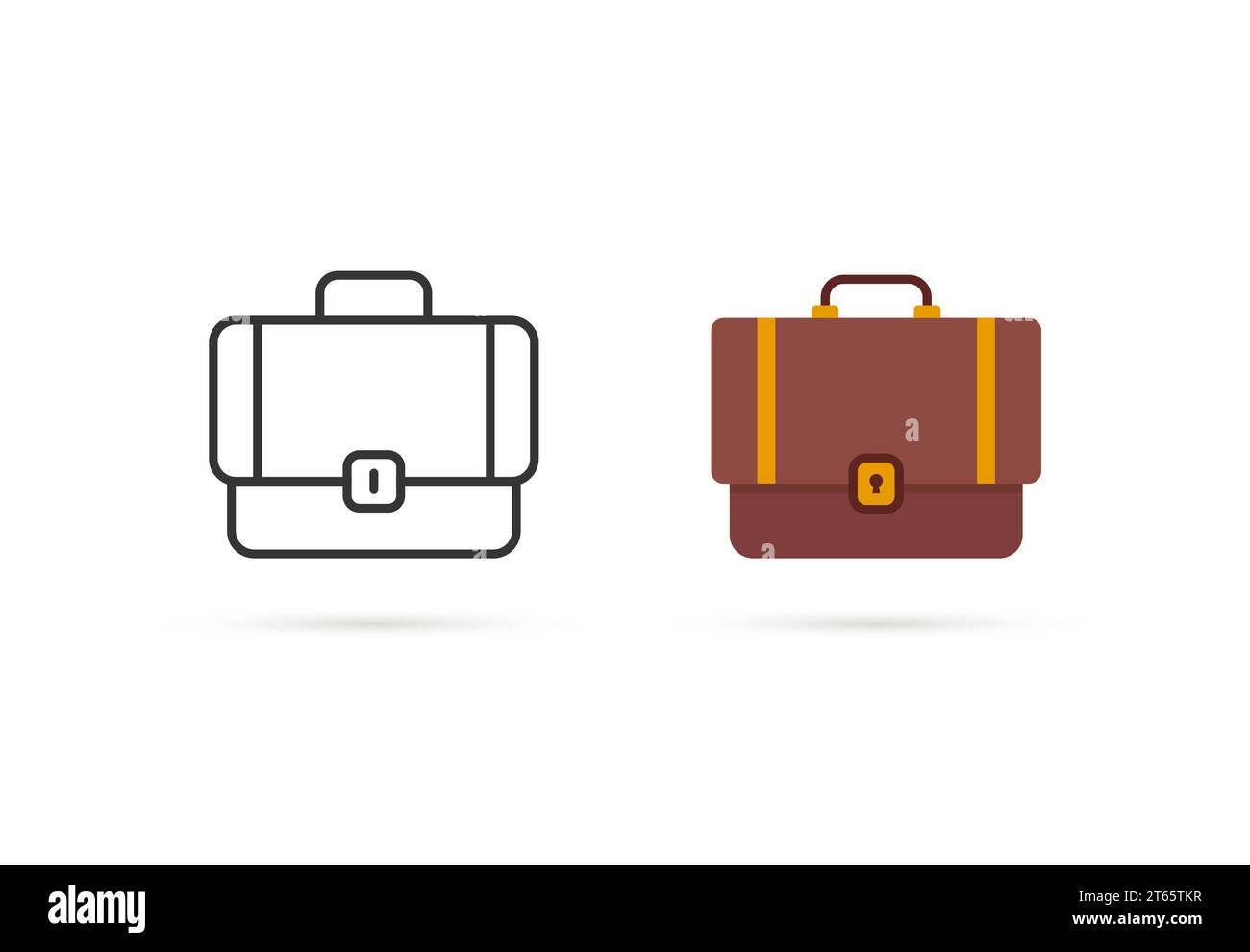dessin animé et valise de ligne mince deux icônes Illustration de Vecteur