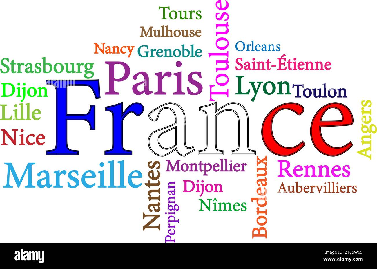 Villes françaises mot nuage . Illustration vectorielle Illustration de Vecteur
