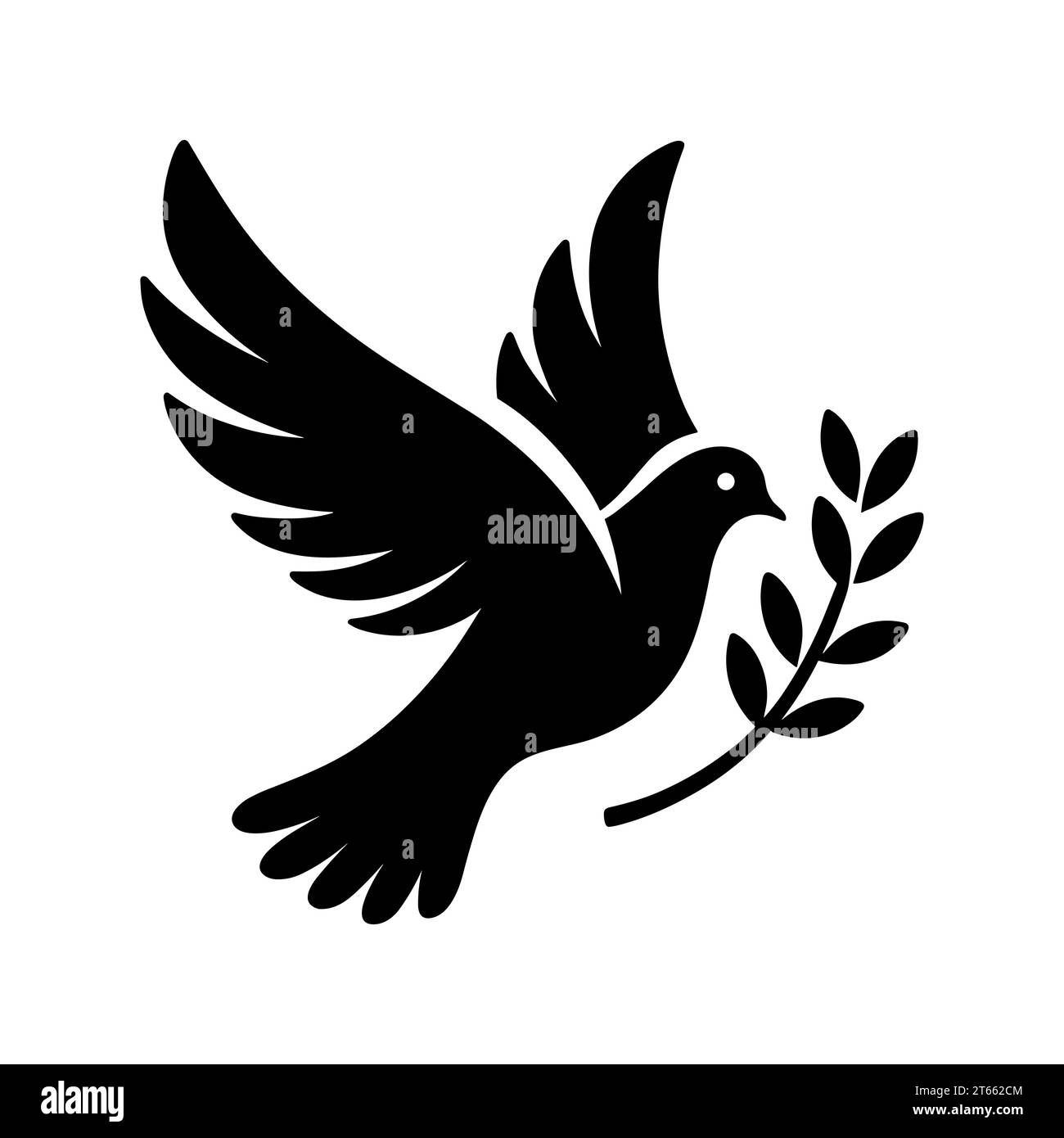 Une colombe en vol tient une branche d'olivier dans son bec. Concept de paix et d'harmonie. Symbole religieux Illustration de Vecteur
