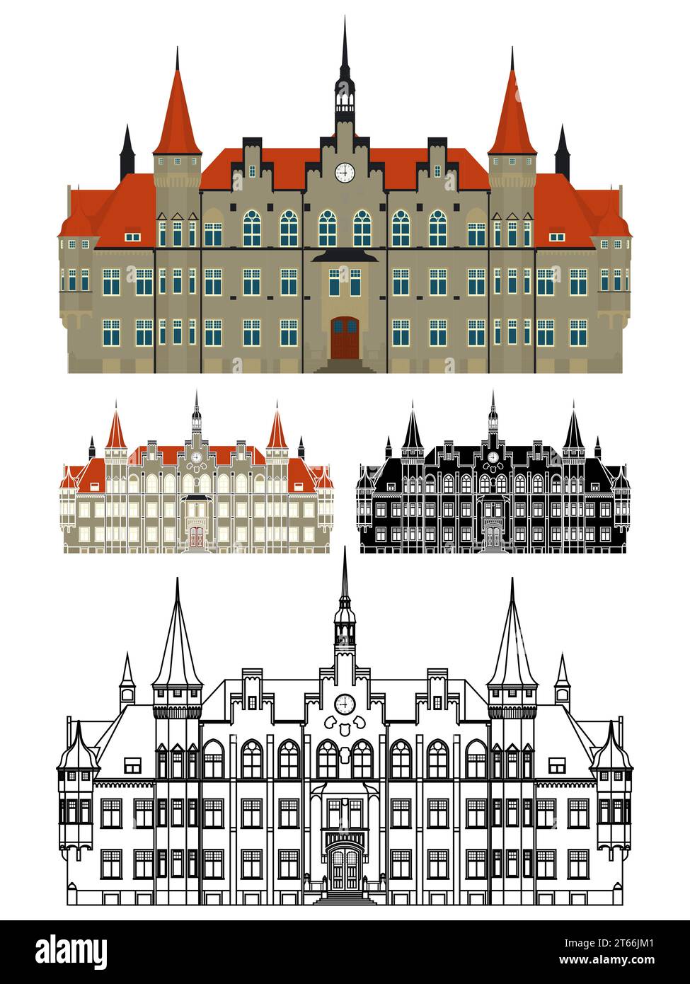 Bâtiment de la mairie de Walbrzych, Pologne Illustration de Vecteur