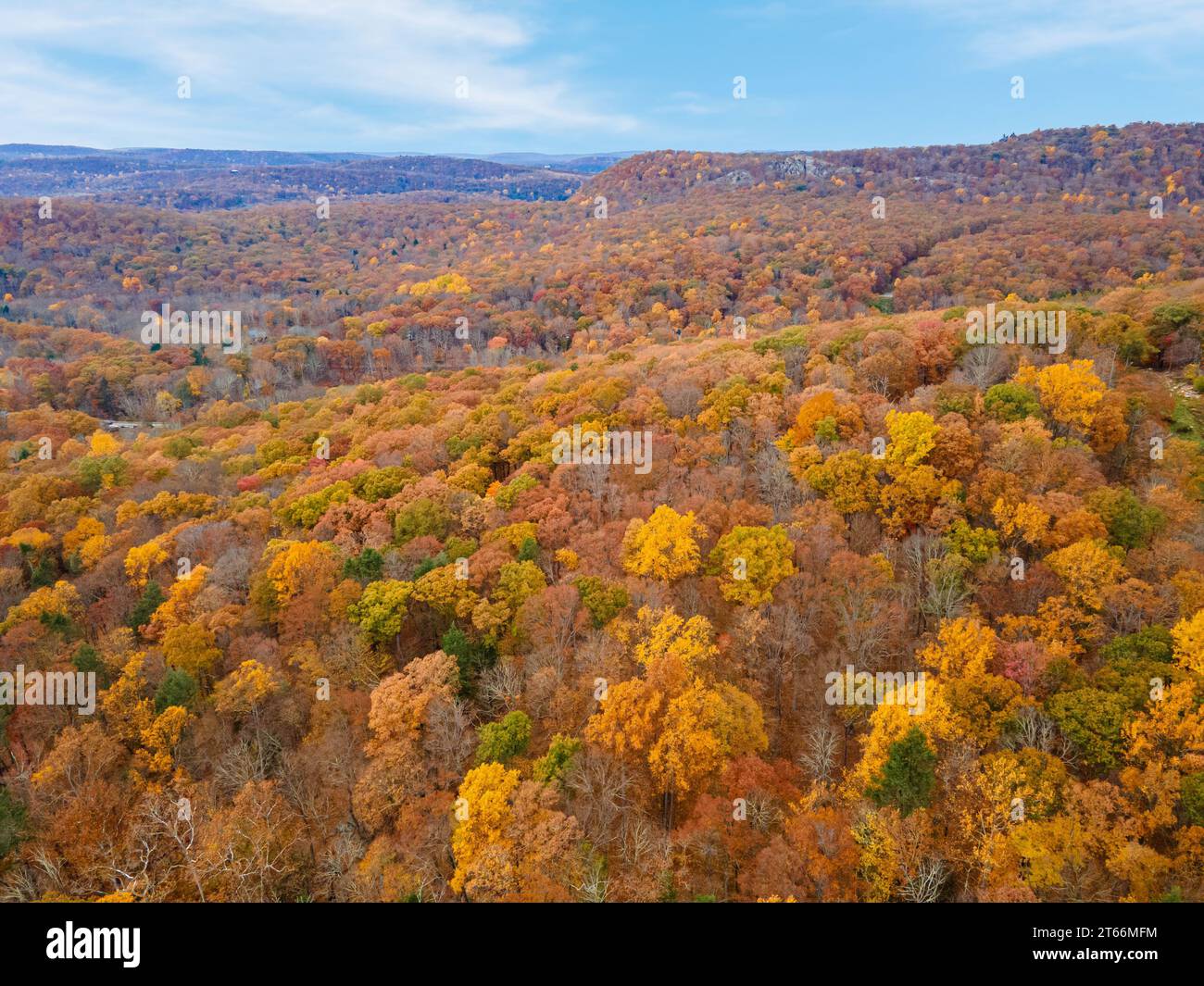 Vue aérienne panoramique du feuillage de la vallée de l'Hudson dans le nord de l'État de New York Banque D'Images