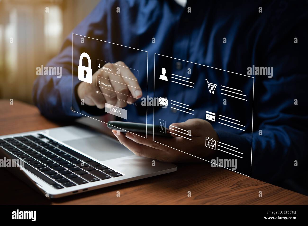 Sécurité numérique et sécurité numérique et cryptage des données des clients et du système financier des achats des clients dans le commerce. Dans le commerce Banque D'Images