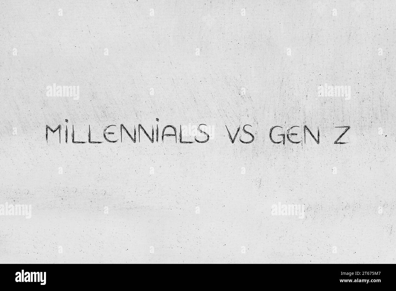 générations dans la société, millennials vs gen z text Banque D'Images