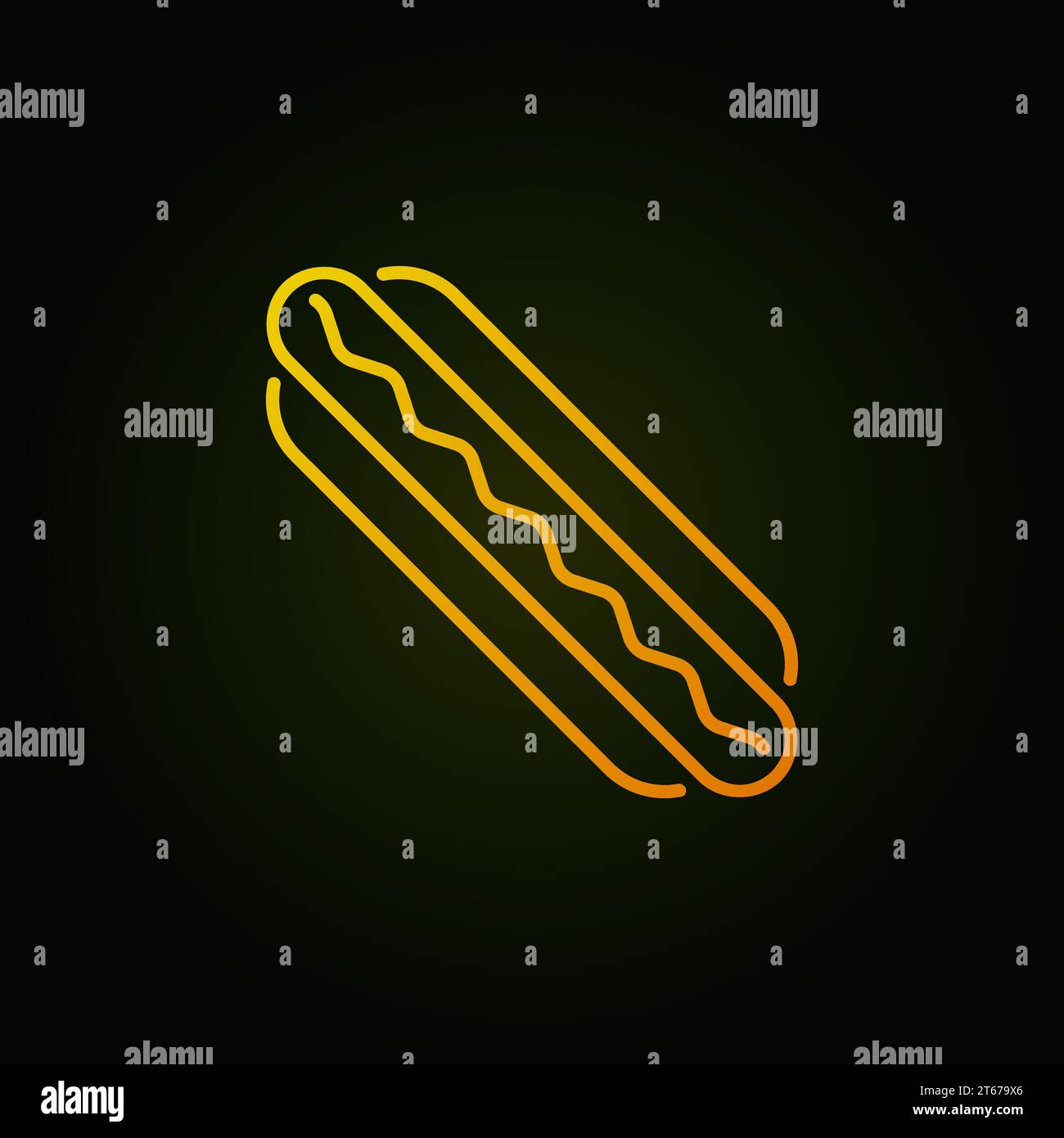 Icône jaune hot-dog - symbole vectoriel ou élément de logo sur fond sombre Illustration de Vecteur