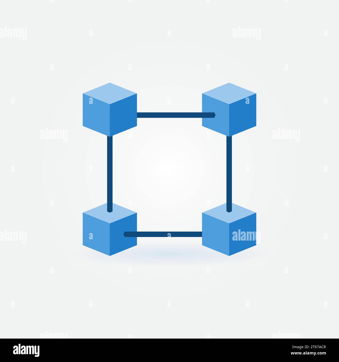 Icône bleue ou élément de logo vectoriel de blockchain plat Illustration de Vecteur