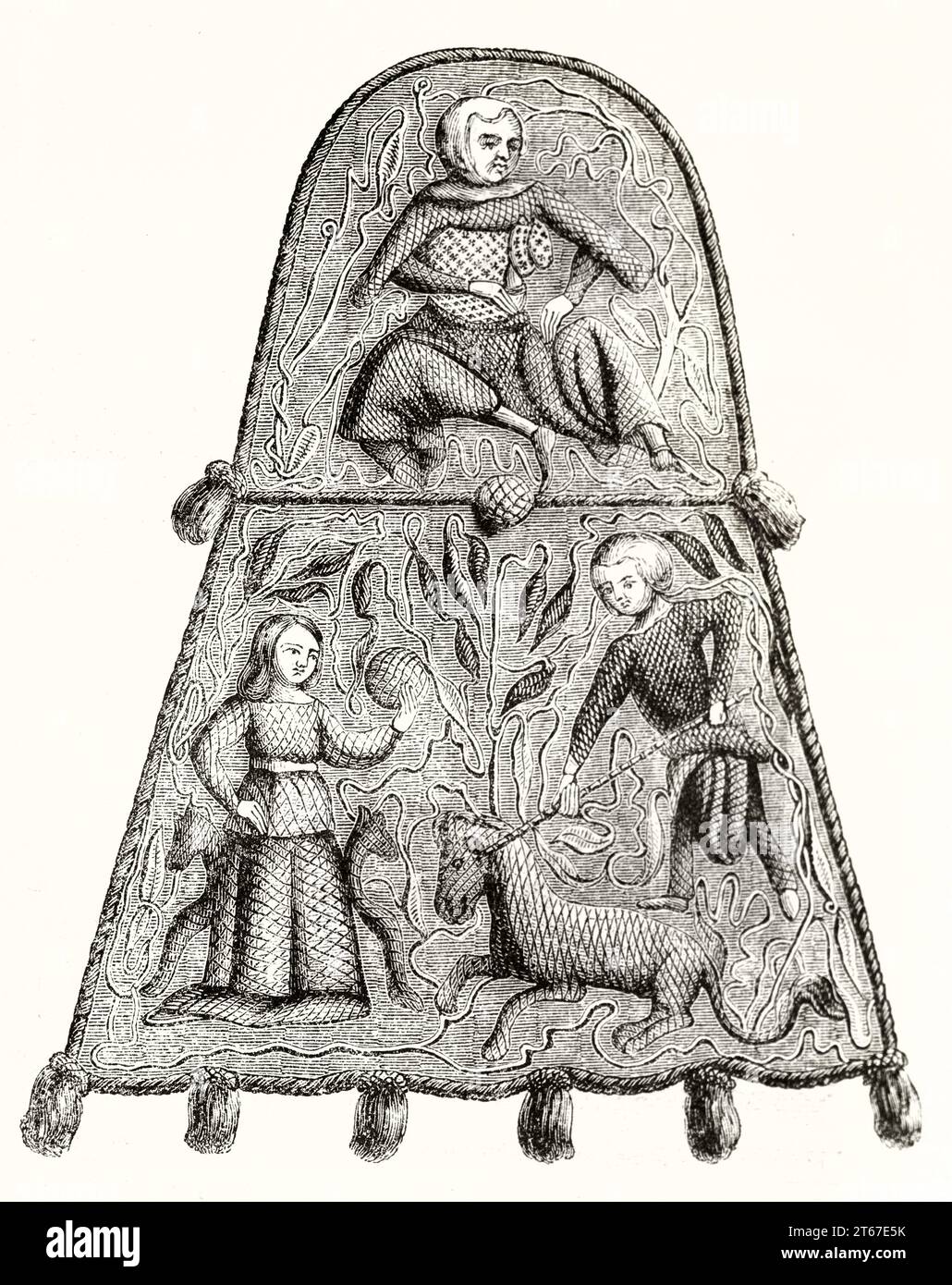 Vieille illustration du sac Almoner de Henry le libéral. Par auteur non identifié, publ. Sur magasin pittoresque, Paris, 1851 Banque D'Images