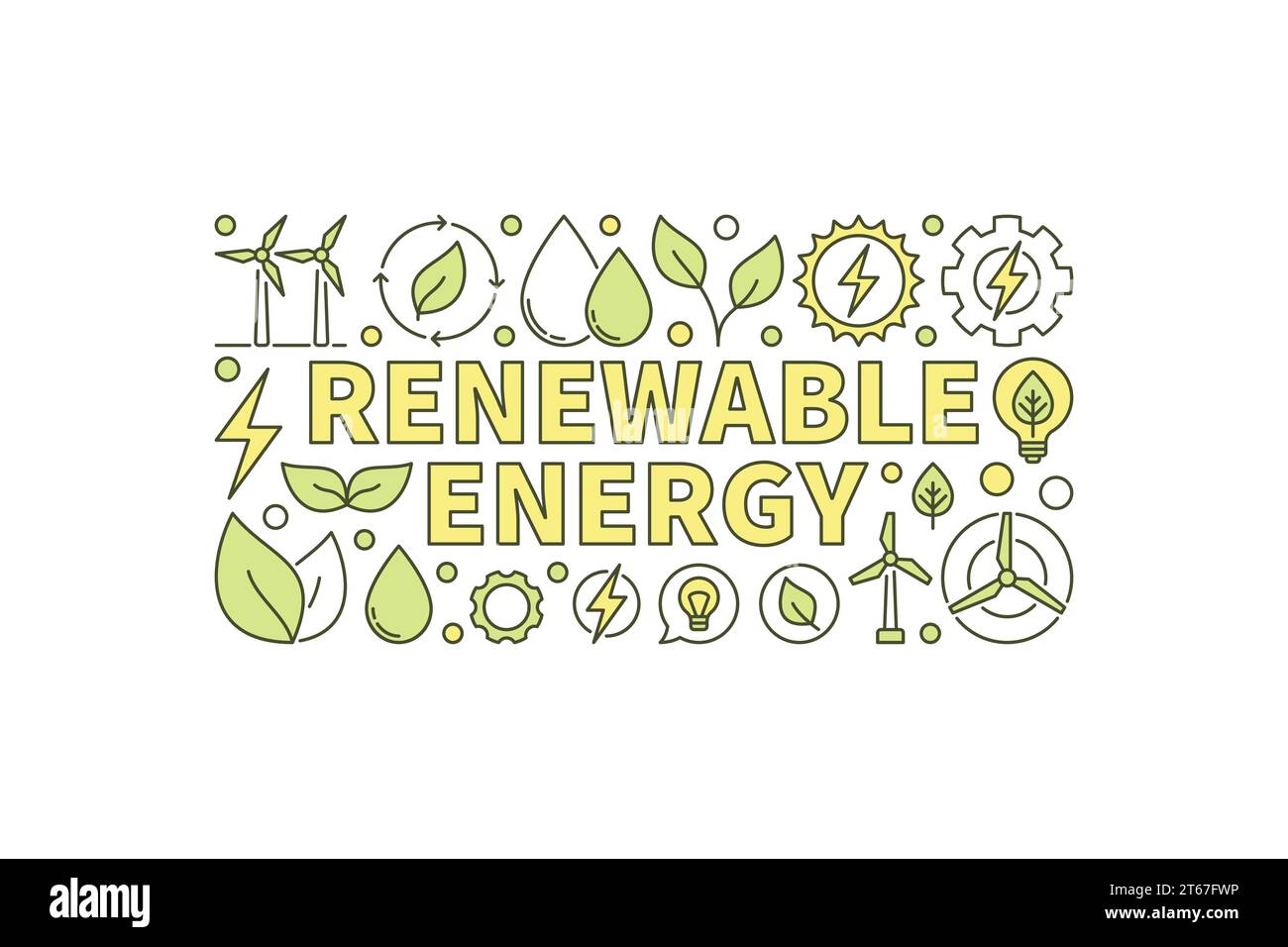 Bannière colorée de vecteur d'énergie renouvelable sur fond blanc. Illustration créative du concept d'énergie propre Illustration de Vecteur