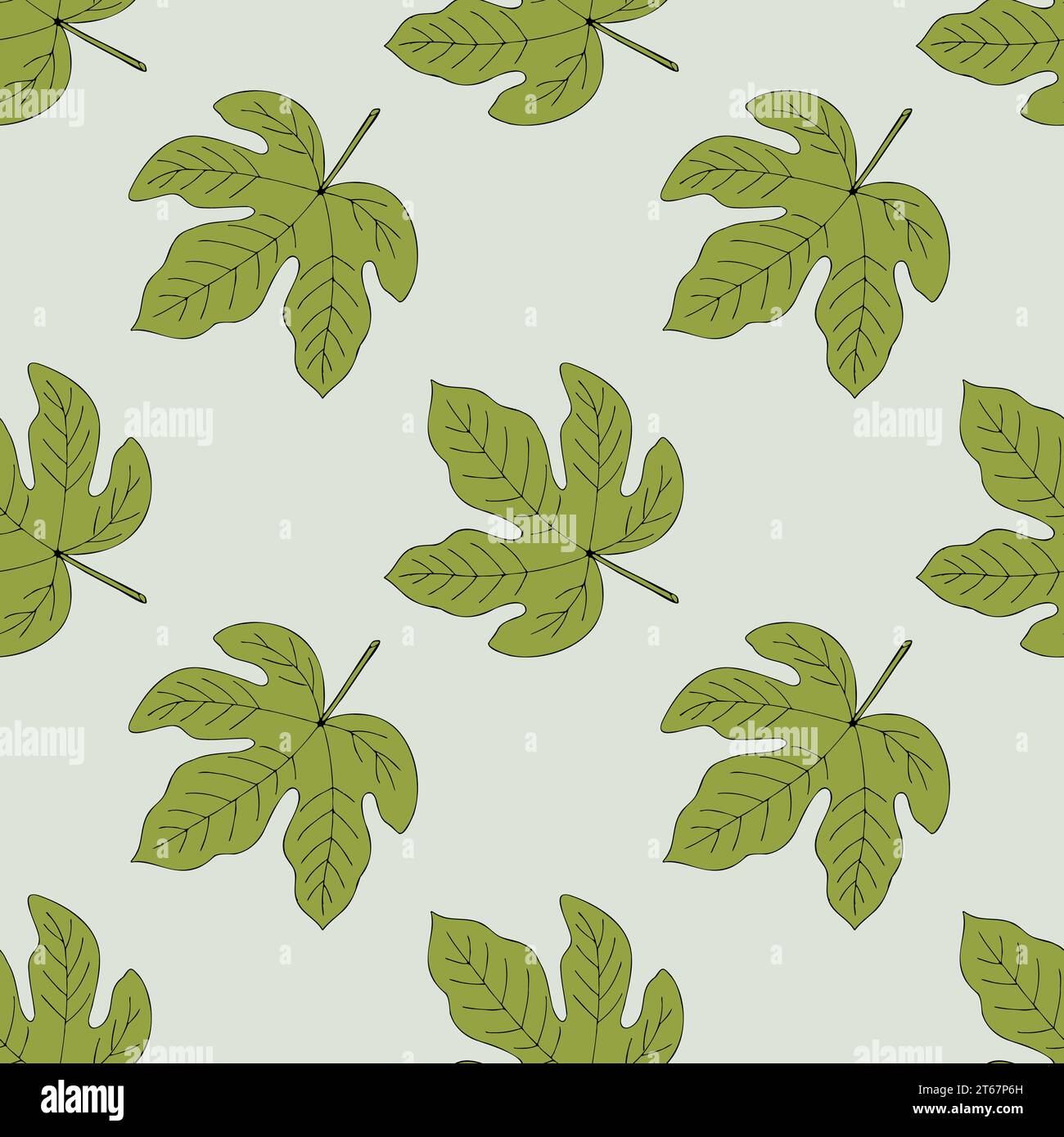 Motif sans couture de figues avec des feuilles vertes dessinées à la main doodle. Illustration vectorielle Illustration de Vecteur