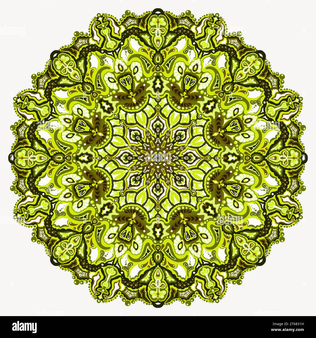 Mandala vert abstrait, olive petits détails minuscules élégants de motif de cercle. Beau fond. Orné, brun, jaune, vert herbe sur le dos blanc Banque D'Images Mandala vert abstrait, olive petits détails minuscules élégants de motif de cercle. Beau fond. Orné, brun, jaune, vert herbe sur le dos blanc Banque D'Images