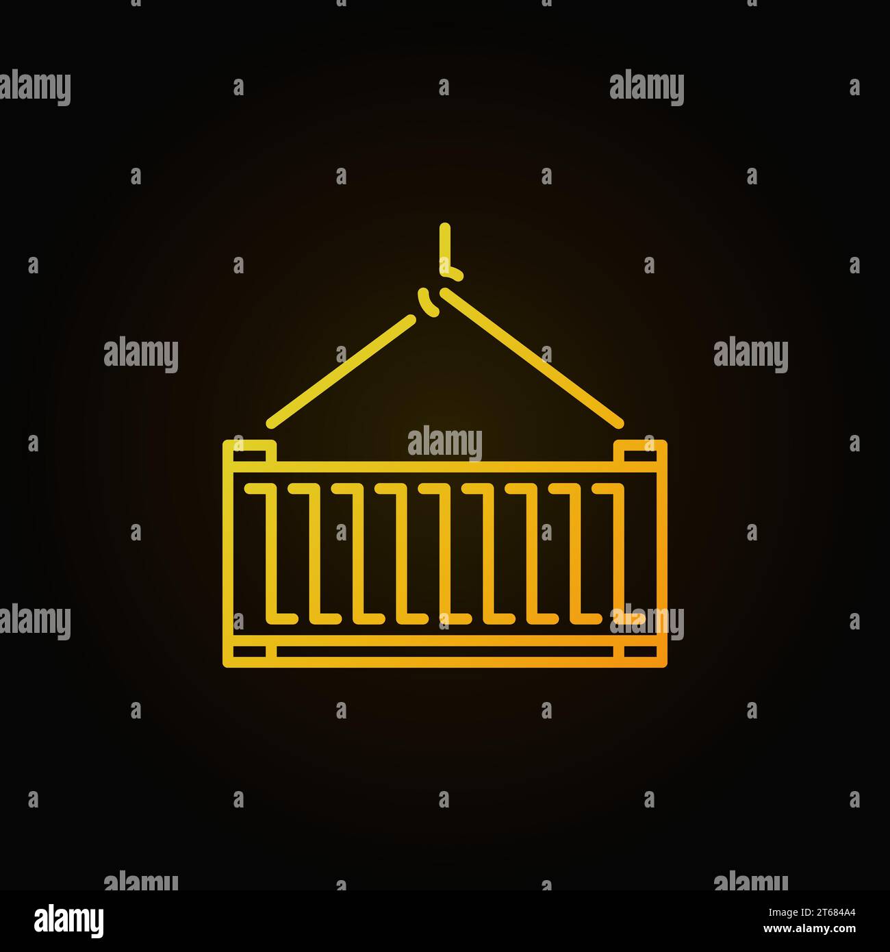 Vecteur de concept de conteneur icône jaune ou symbole dans le style de contour sur fond sombre Illustration de Vecteur