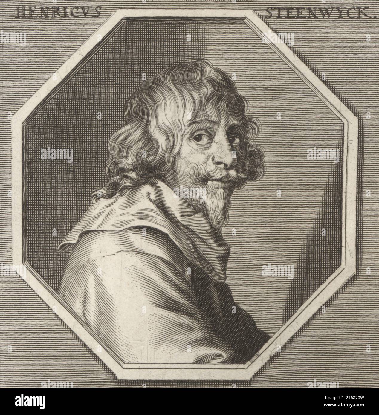 Hendrik van Steenwijck II, peintre baroque flamand d'Anvers, vers 15801640. Peint principalement des intérieurs architecturaux, mais aussi des scènes bibliques et des natures mortes. Henricus Steenwyck. Gravure sur cuivre d'après une illustration de Joachim von Sandrart tirée de sa LAcademia Todesca, della Architectura, Scultura & Pittura, oder Teutsche Academie, der Edlen Bau- Bild- und Mahlerey-Kunste, Académie allemande d'architecture, de sculpture et de peinture, Jacob von Sandrart, Nuremberg, 1675. Banque D'Images