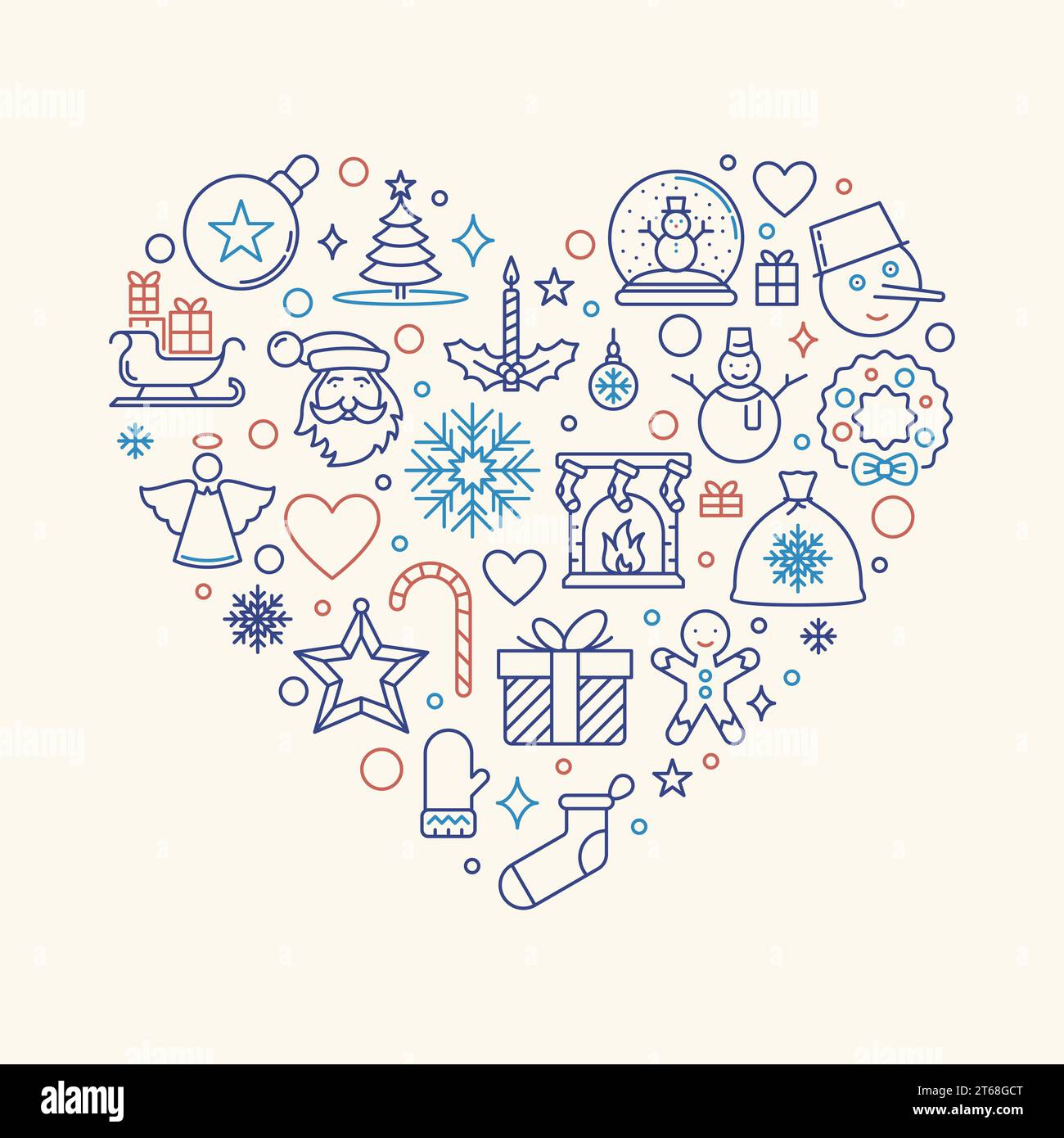 Nouvelle année et concept de Noël bannière créative ou illustration dans le style de contour Illustration de Vecteur