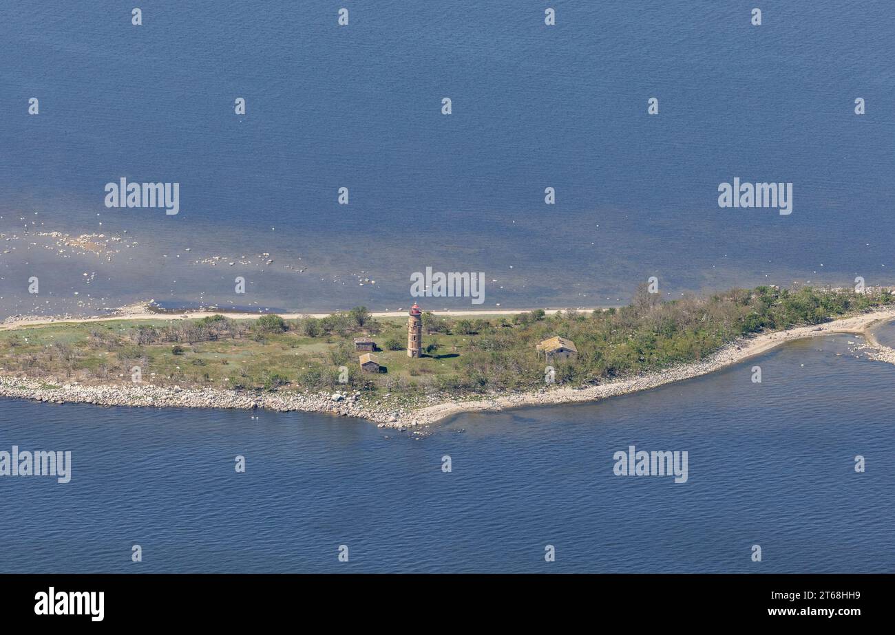 Une vue aérienne de l'île de Sorgu dans la baie de Parnu, mer Baltique, Estonie Banque D'Images