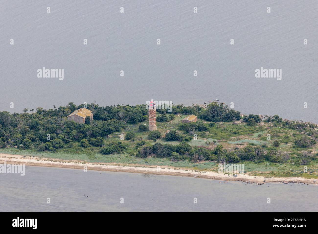 Une vue aérienne de l'île de Sorgu dans la baie de Parnu, mer Baltique, Estonie Banque D'Images