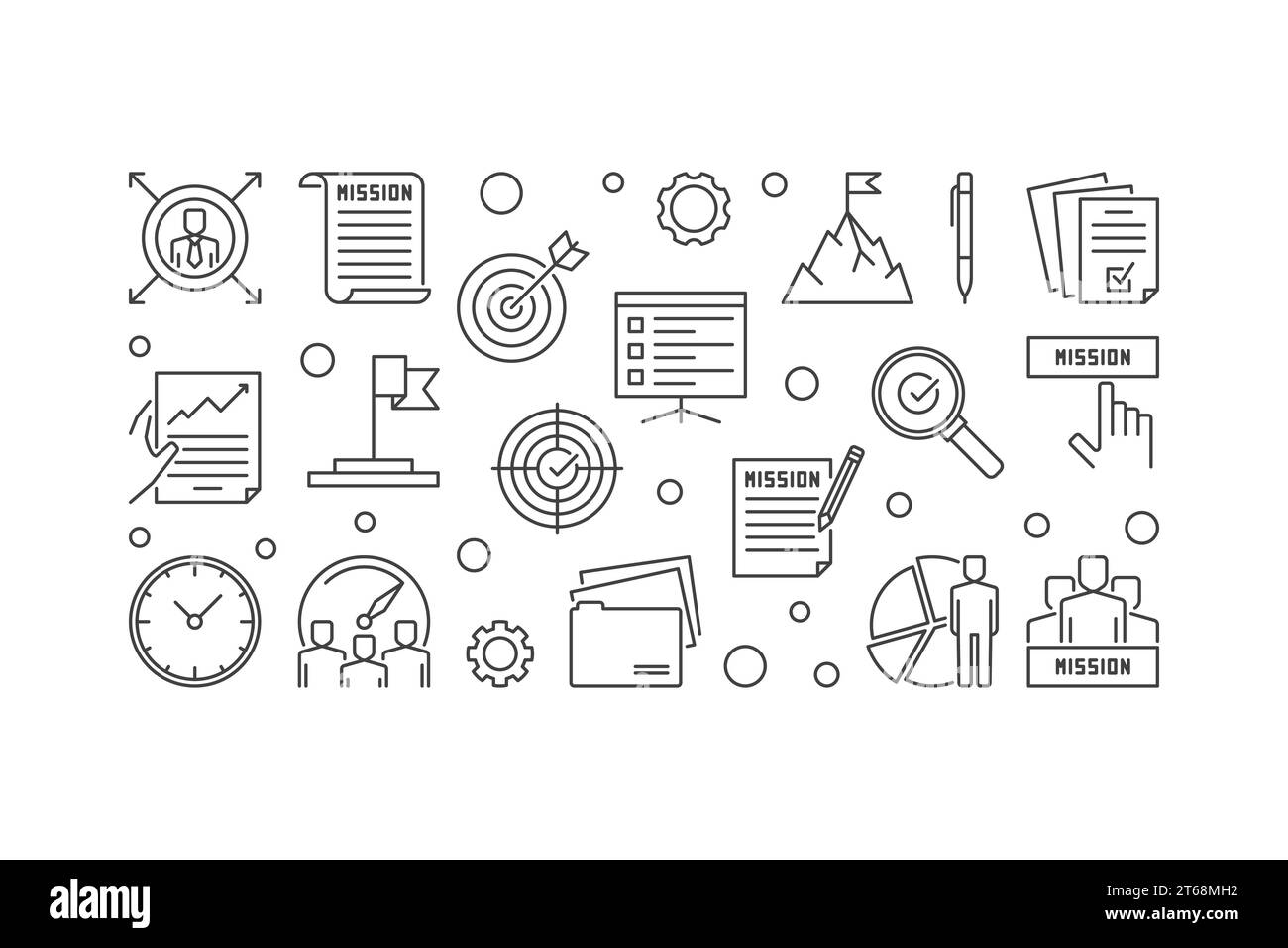 Énoncé de mission de l'entreprise illustration horizontale dans le style outin. Bannière vectorielle sur fond blanc Illustration de Vecteur