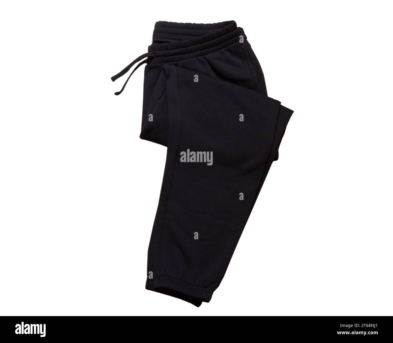 Pantalon de survêtement Sport noir isolé sur fond blanc. Banque D'Images