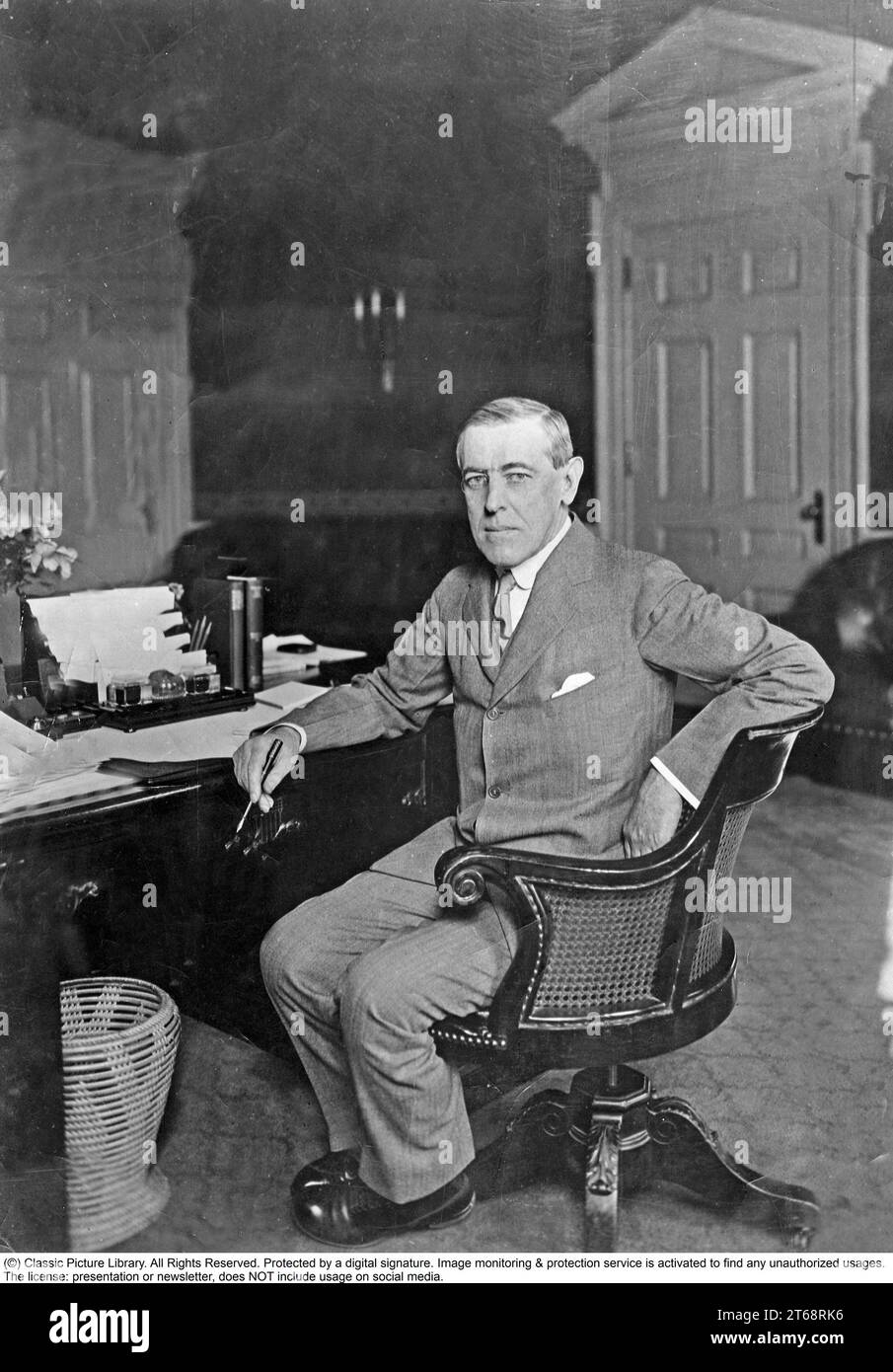 Woodrow Wilson , homme politique américain de 1856-1924 et 28e président des États-Unis de 1913 à 1921. Il a reçu le prix Nobel de la paix en 1919. 1912 Banque D'Images