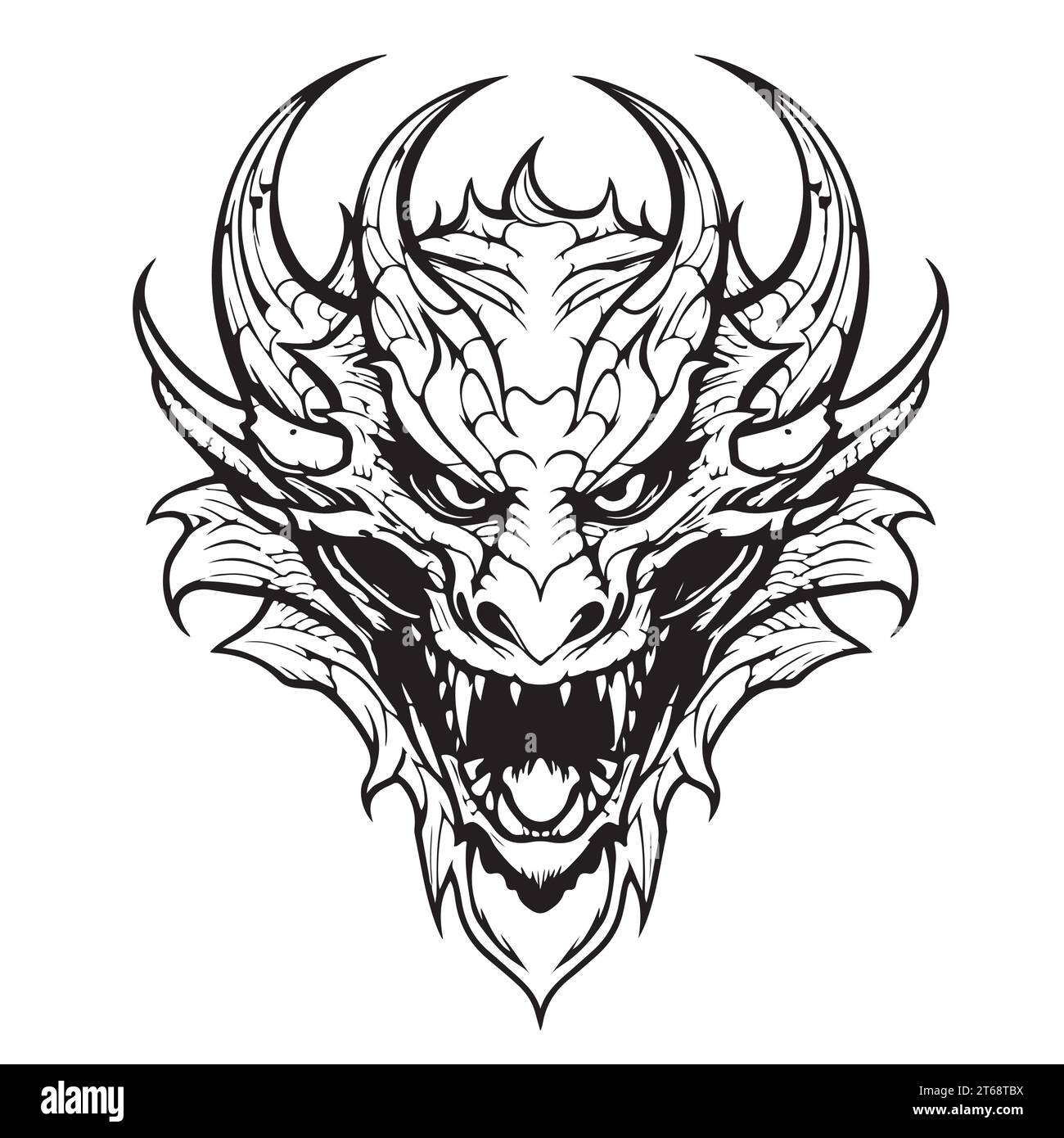 Croquis de dragon dessiné à la main, symbole et signe du nouvel an Illustration de Vecteur