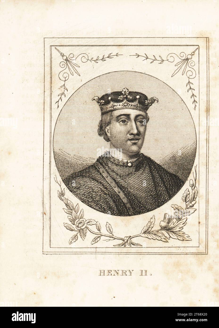 Portrait du roi Henri II d'Angleterre, 1133-1189. Henry Curtmanle, Henry FitzEmpress ou Henry Plantagenet, roi d'Angleterre de 1154 jusqu'à sa mort en 1189. Gravure sur cuivre de M. A. Jones Histoire de l'Angleterre de Jules César à George IV, G. Virtue, 26 Ivy Lane, Londres, 1836. Banque D'Images