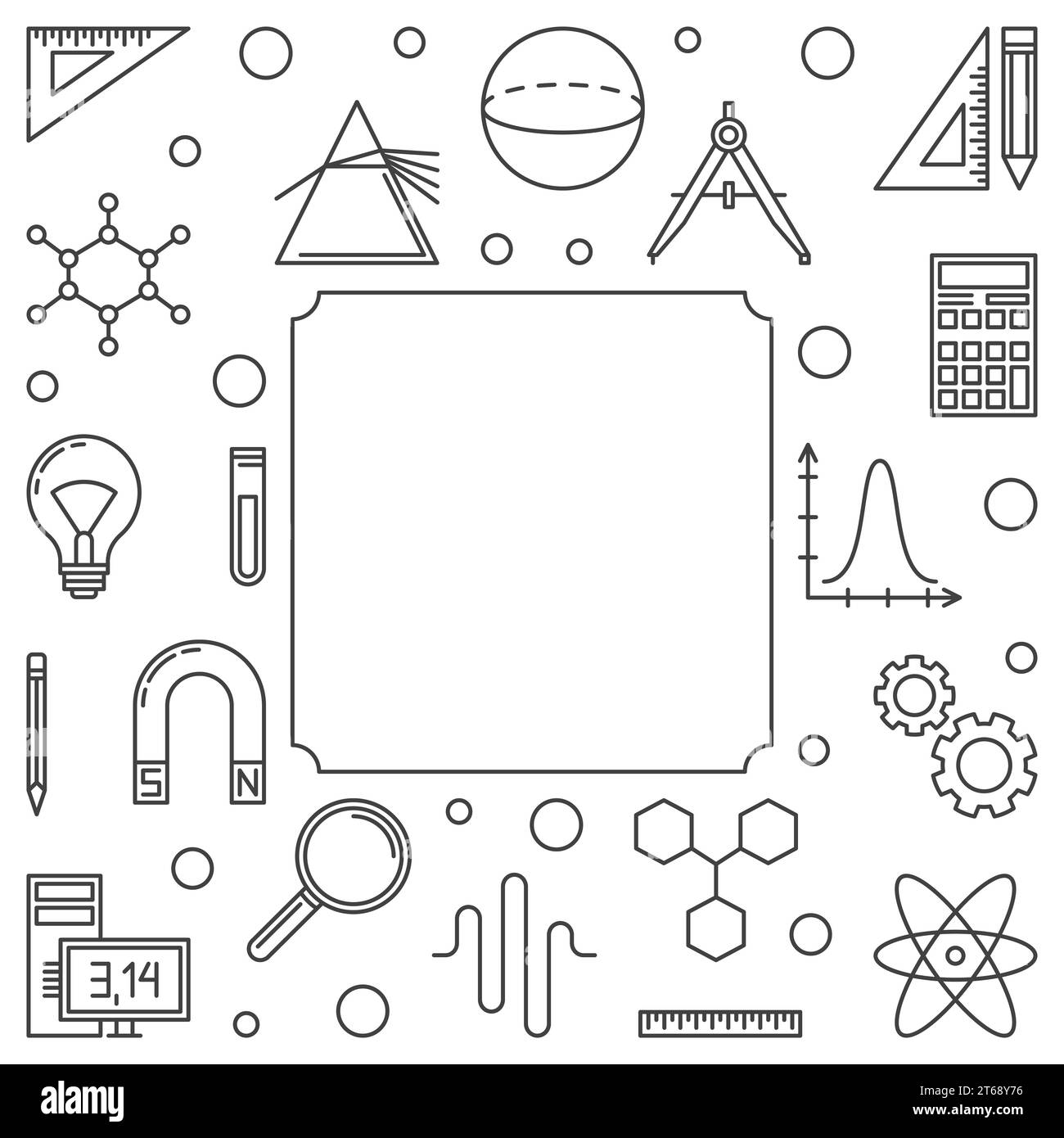 Éducation STEM cadre carré simple. Illustration du concept mathématique d'ingénierie de technologie de science vectorielle dans le style de contour Illustration de Vecteur
