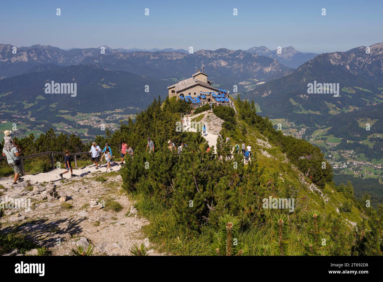 Berchtesgaden, Allemagne, Europe - 21 août 2023. Kehlsteinhaus, le nid d'aigle, est un bâtiment historique de la Seconde Guerre mondiale au sommet de la montagne Kehlstein Banque D'Images