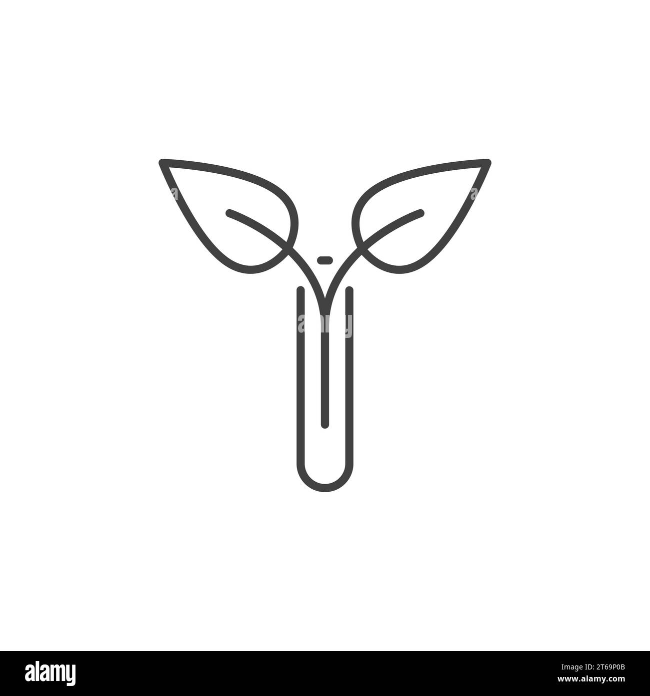 Icône linéaire du vecteur du tube à essai. Panneau conceptuel de contour de verre de plante dans le laboratoire Illustration de Vecteur