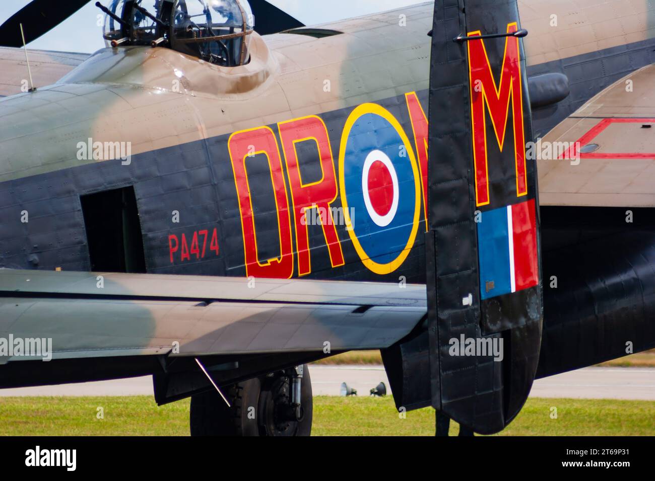 Détail de l'arrière, vol de la Royal Air Force Battle of Britain, WW2 Avro Lancaster PA474, ville de Lincoln au RAF Waddington Airshow, 2005 Banque D'Images