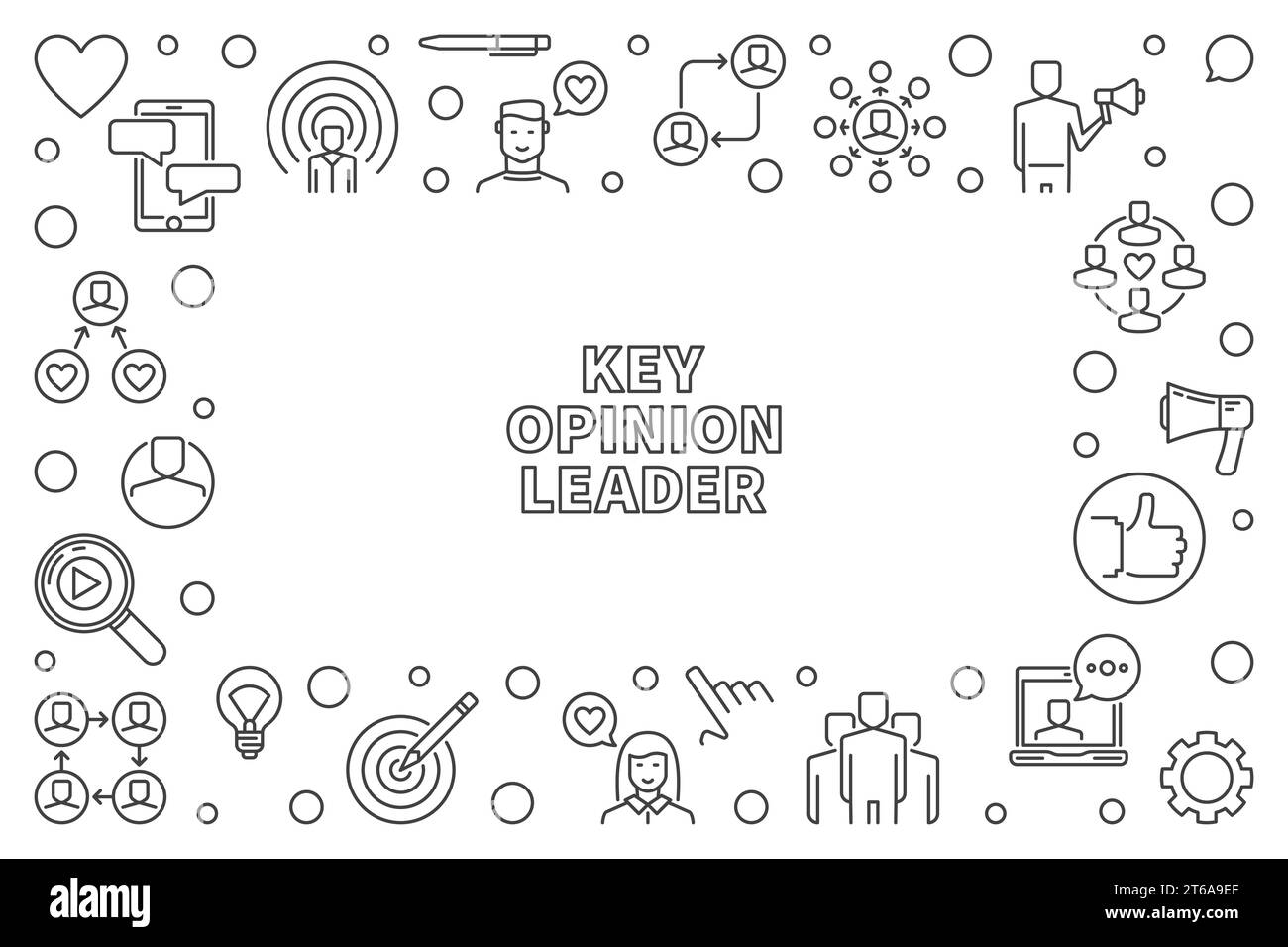 Key opinion leader cadre horizontal linéaire - Vector KOL illustration du contour du concept Illustration de Vecteur