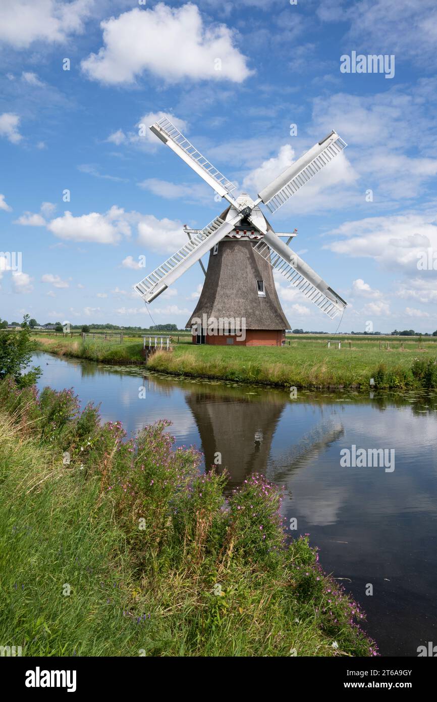 Le Krimstermolen est un grand moulin à polder au nord du village de Zuidwolde dans la municipalité de Het Hogeland, province de Groningen, aux pays-Bas. Banque D'Images