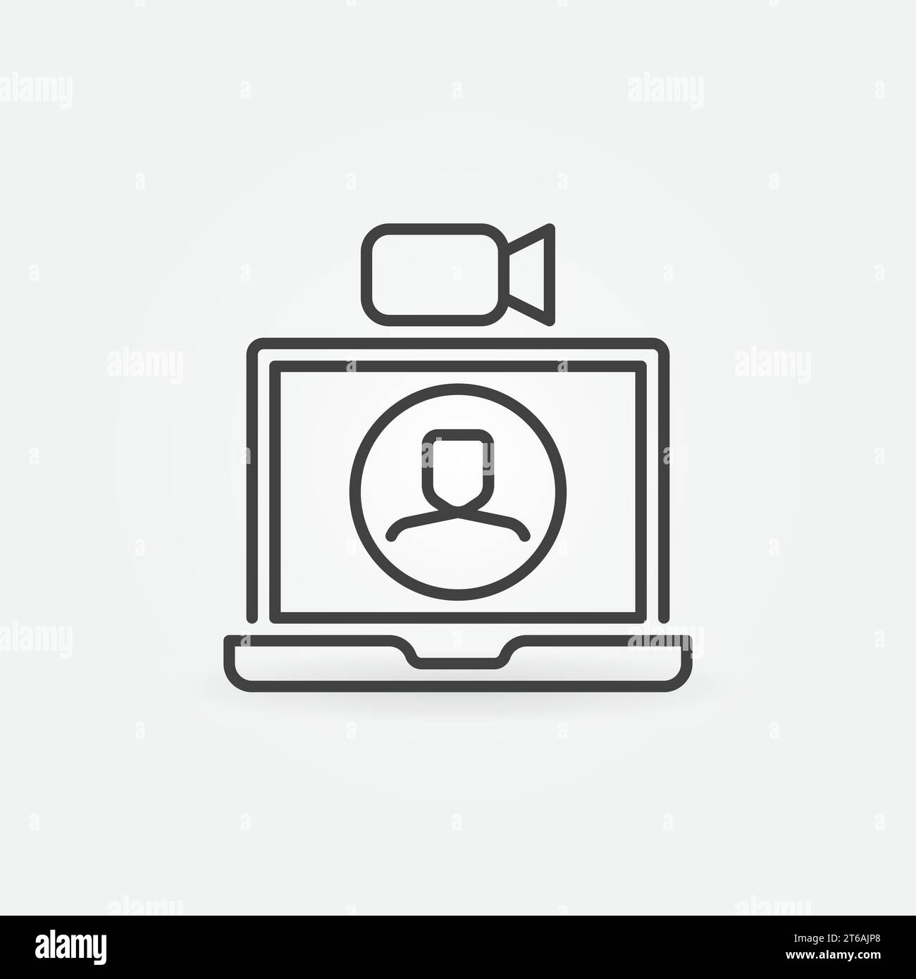 Chat vidéo ou conférence sur ordinateur portable contour icône de concept vectoriel ou élément de conception Illustration de Vecteur