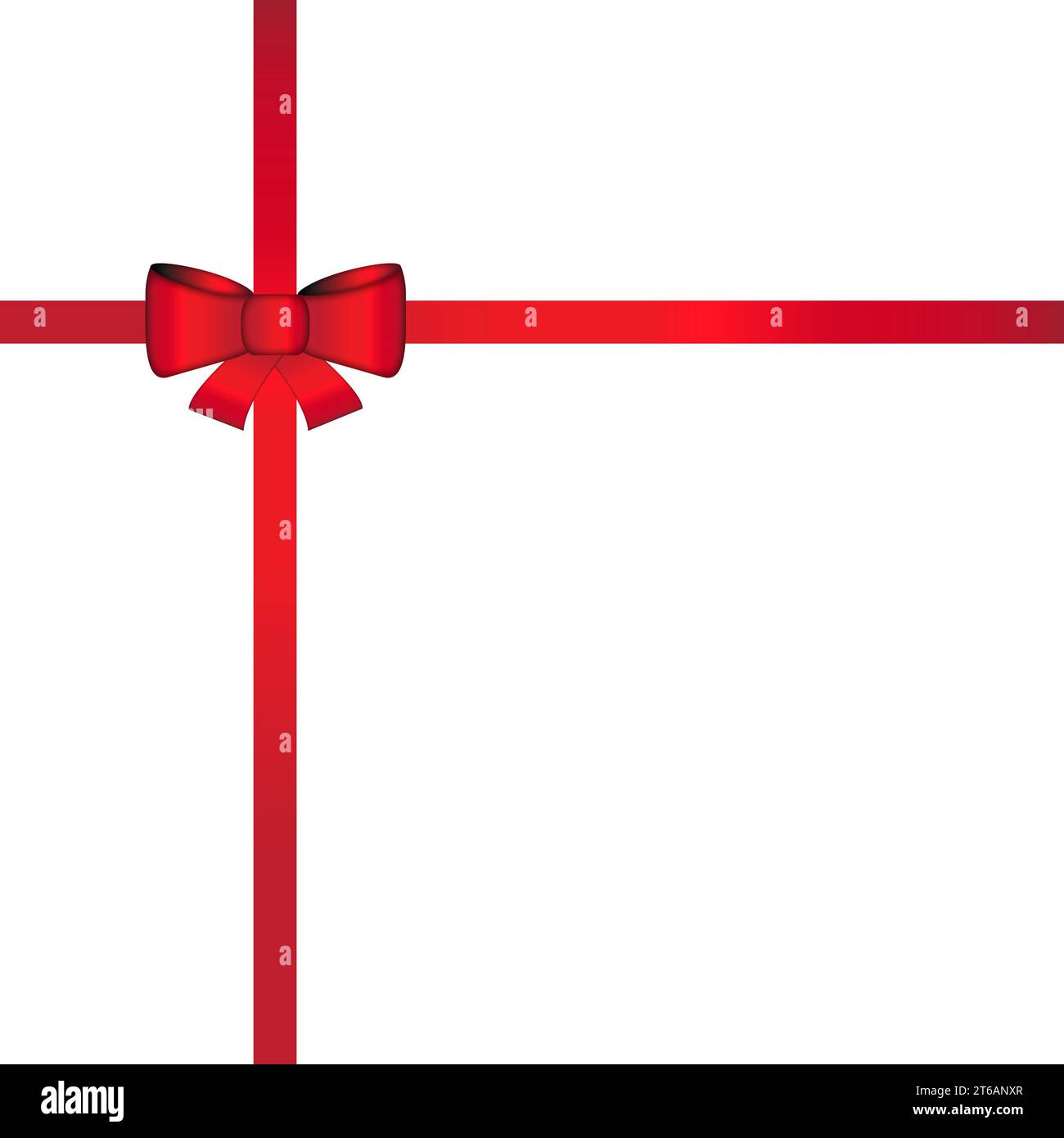 Modèle d'arc et ruban cadeau rouge sur fond blanc Banque D'Images