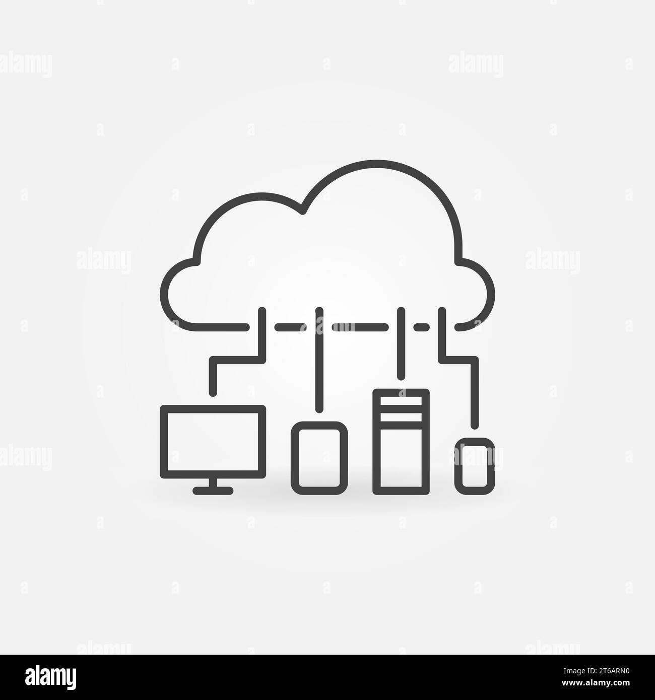 Cloud avec icône de concept de ligne mince vectorielle de périphériques ou élément de conception Illustration de Vecteur