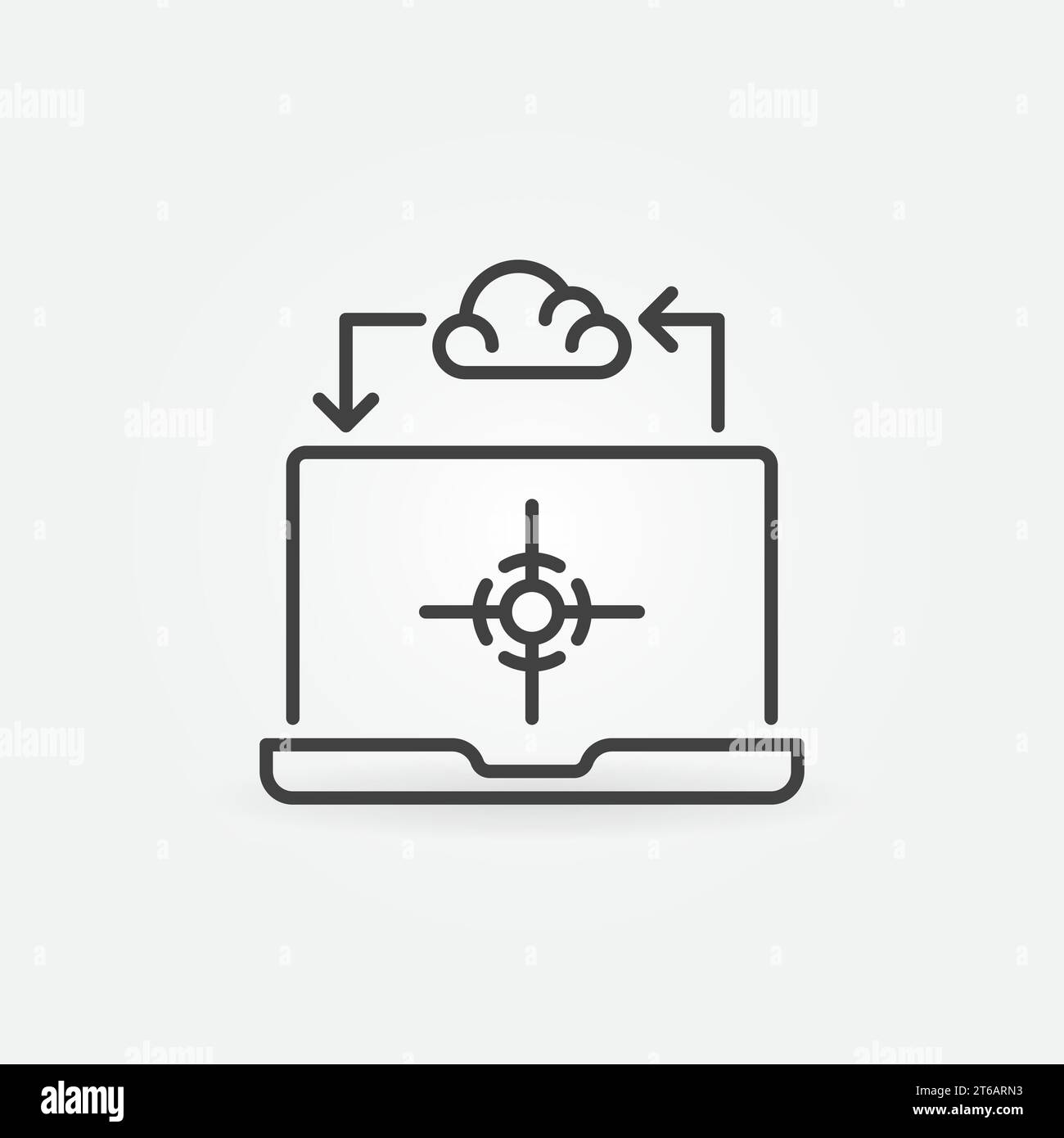 Jouer à des jeux sur ordinateur portable à distance à partir d'une icône de concept vectoriel de contour de nuage ou d'un élément de conception Illustration de Vecteur