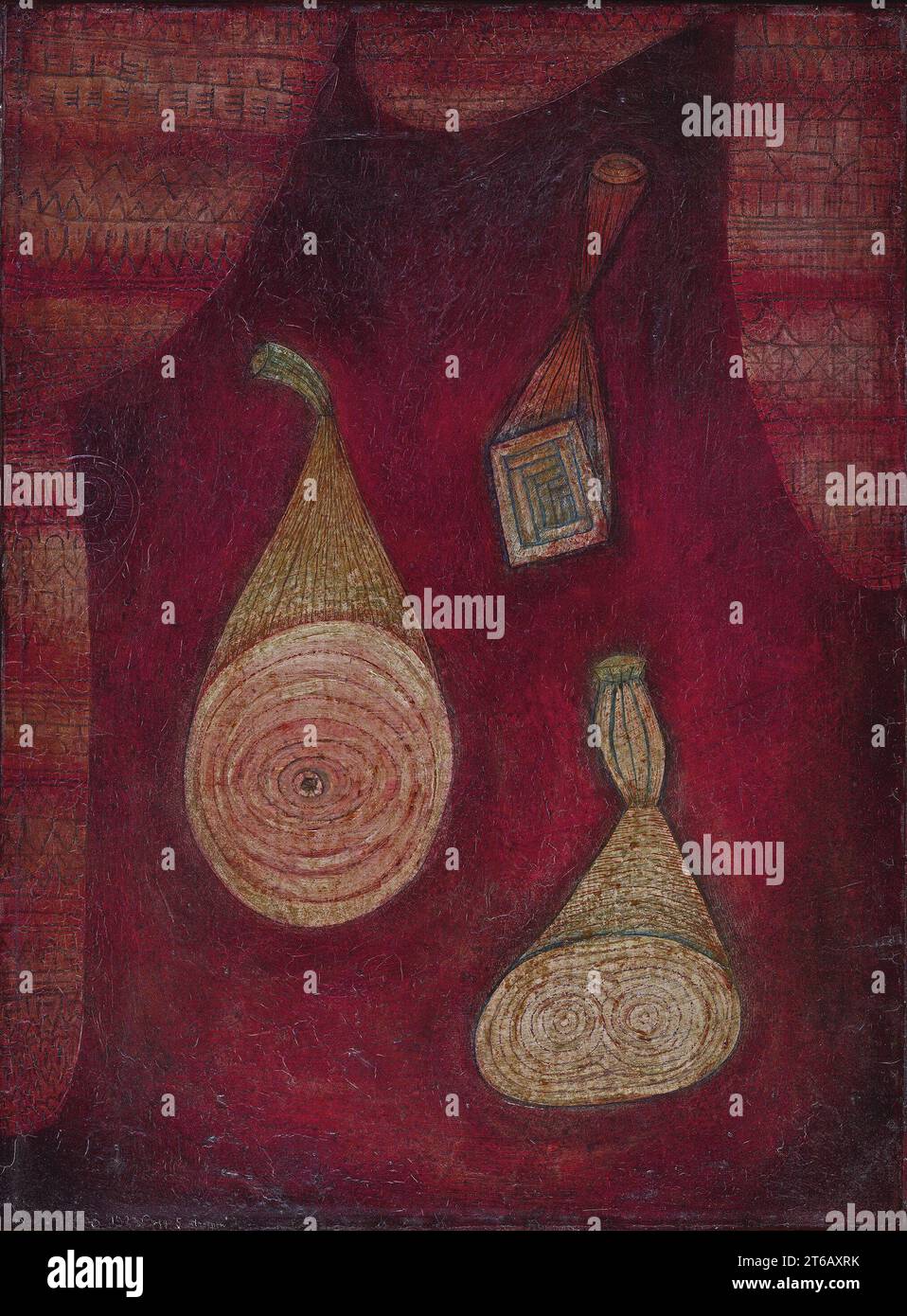 Titre : Omega 5 (pièges), 1927, 295 artiste : Paul Klee année : 1927 support : huile et aquarelle sur toile clouée sur carton Dimensions : 57,3 x 43 cm lieu : Museo Nacional Thyssen-Bornemisza, Madrid Banque D'Images