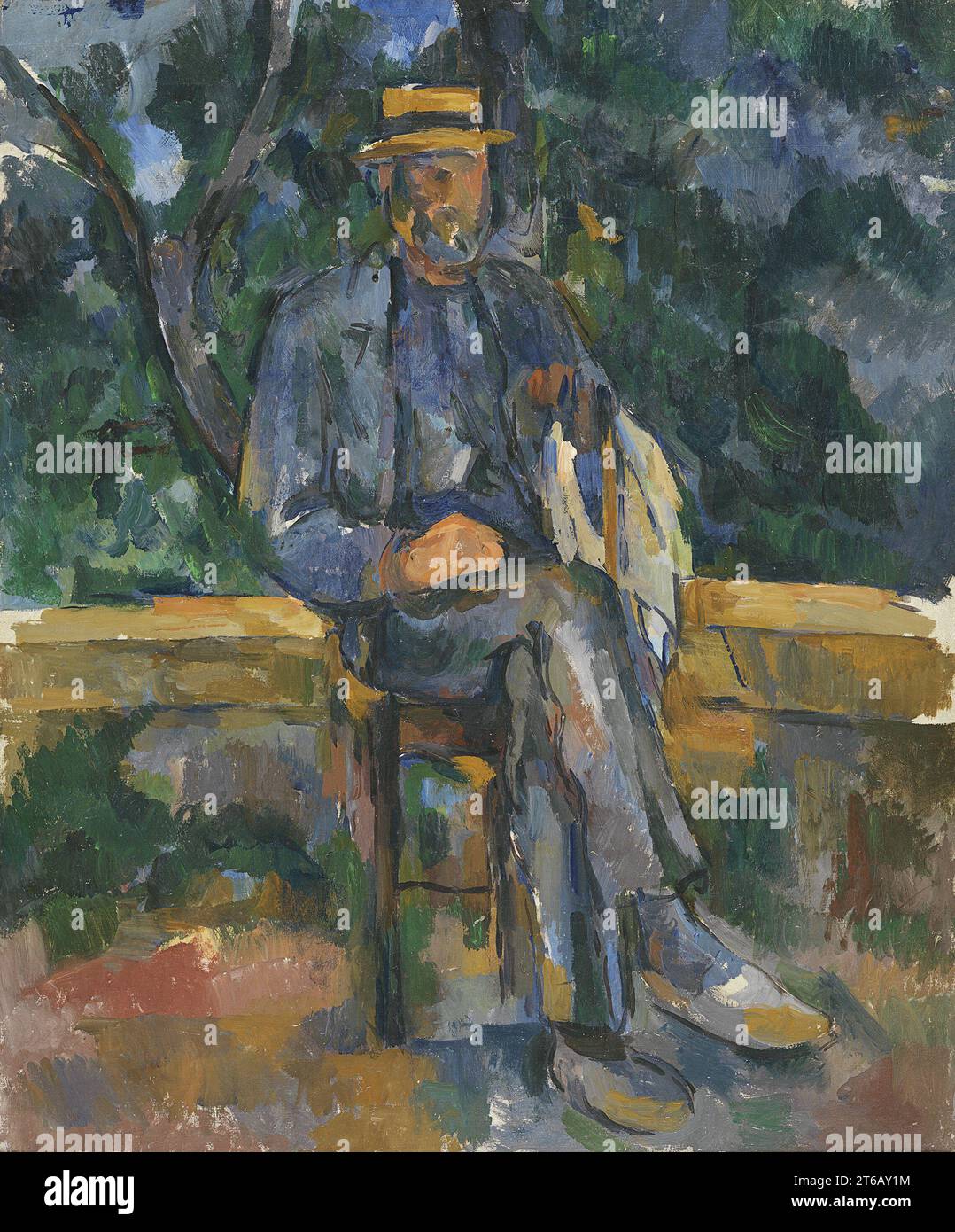 Titre : Homme assis Créateur : Paul Cézanne année : 1905 - 1906 Dimensions : 64,8 x 54,6 cm support : huile sur toile lieu : Museo Nacional Thyssen-Bornemisza, Madrid Banque D'Images