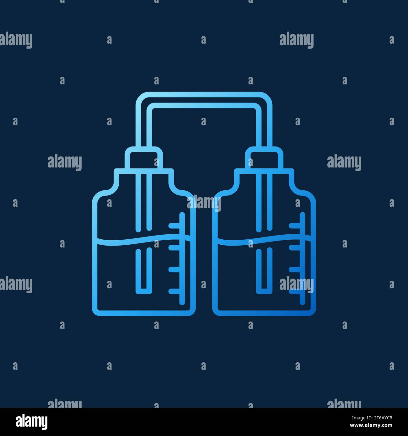 Flacons de chimie vecteur bleu icône de ligne de concept de chimie ou élément de logo sur fond sombre Illustration de Vecteur