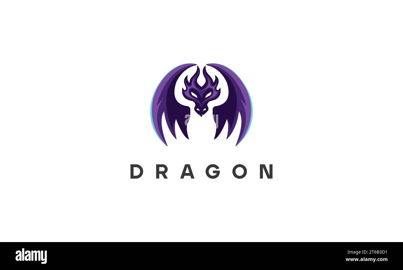 Logo Dragon moderne avec ailes – Fantasy Creature Emblem Design Illustration de Vecteur