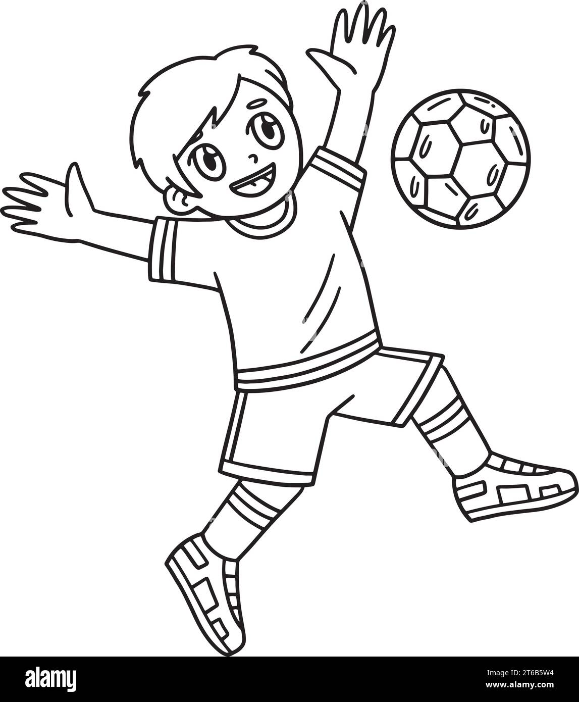 Garçon rebondissant ballon de football hors de sa poitrine isolé Illustration de Vecteur