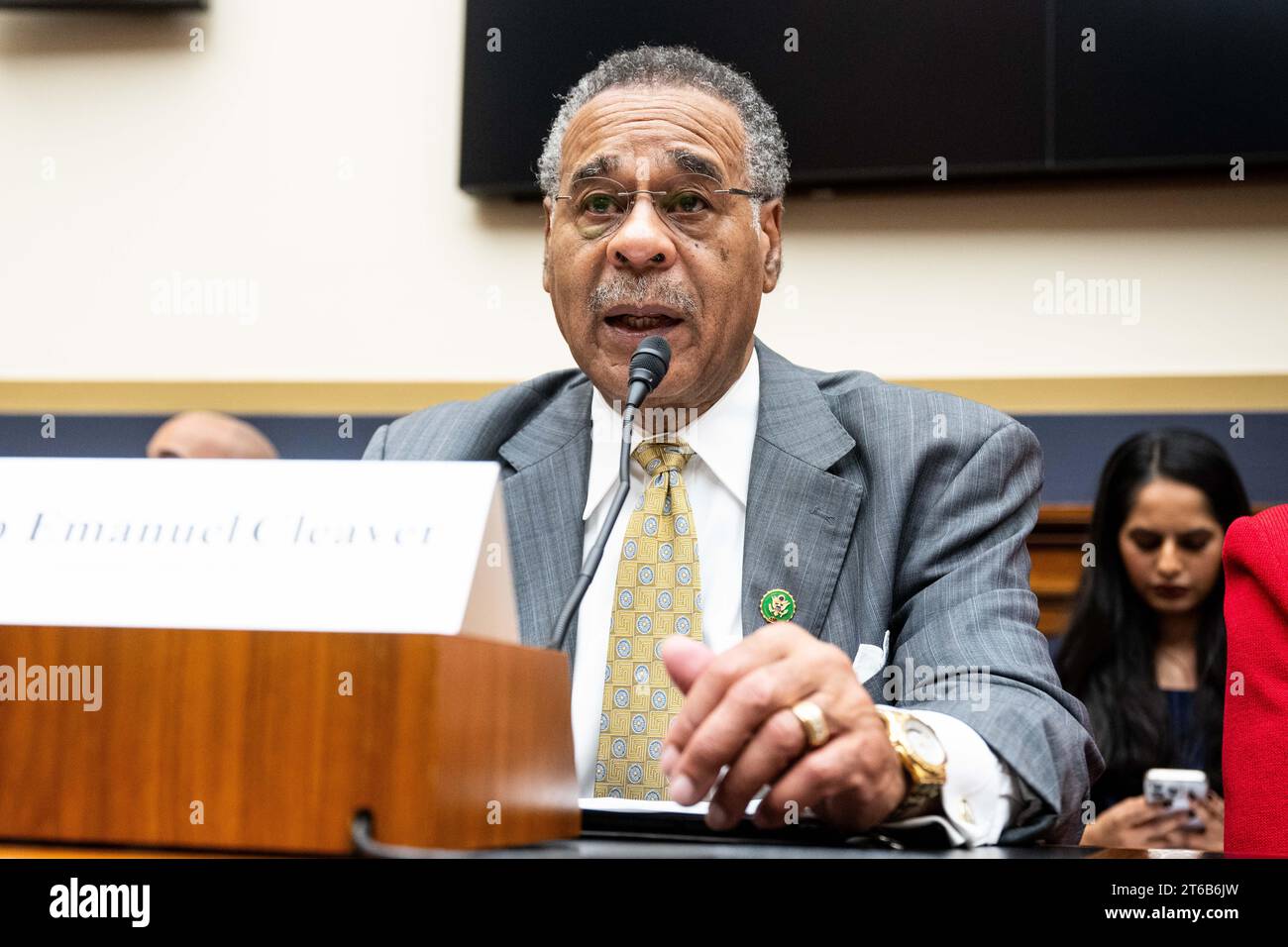 Washington, États-Unis. 09 novembre 2023. Représentant américain Emanuel Cleaver (D-Mo) prenant la parole lors d'une audience du comité des services financiers de la Chambre au Capitole des États-Unis. (Photo de Michael Brochstein/Sipa USA) crédit : SIPA USA/Alamy Live News Banque D'Images