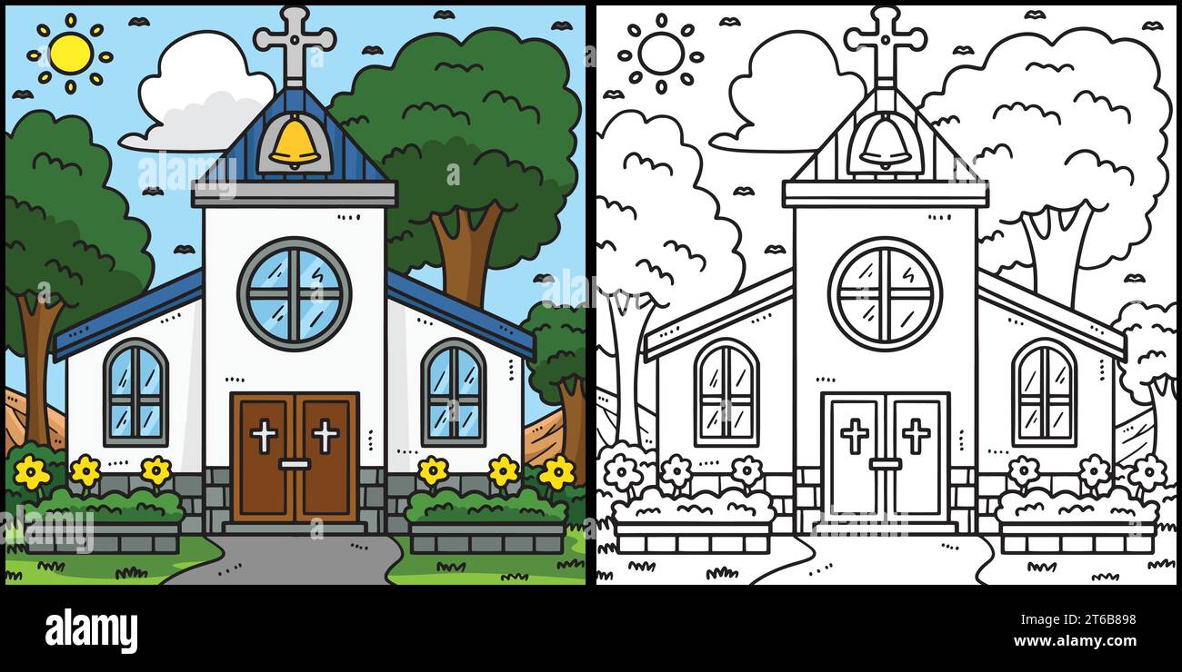 Église chrétienne coloriant Illustration colorée Illustration de Vecteur