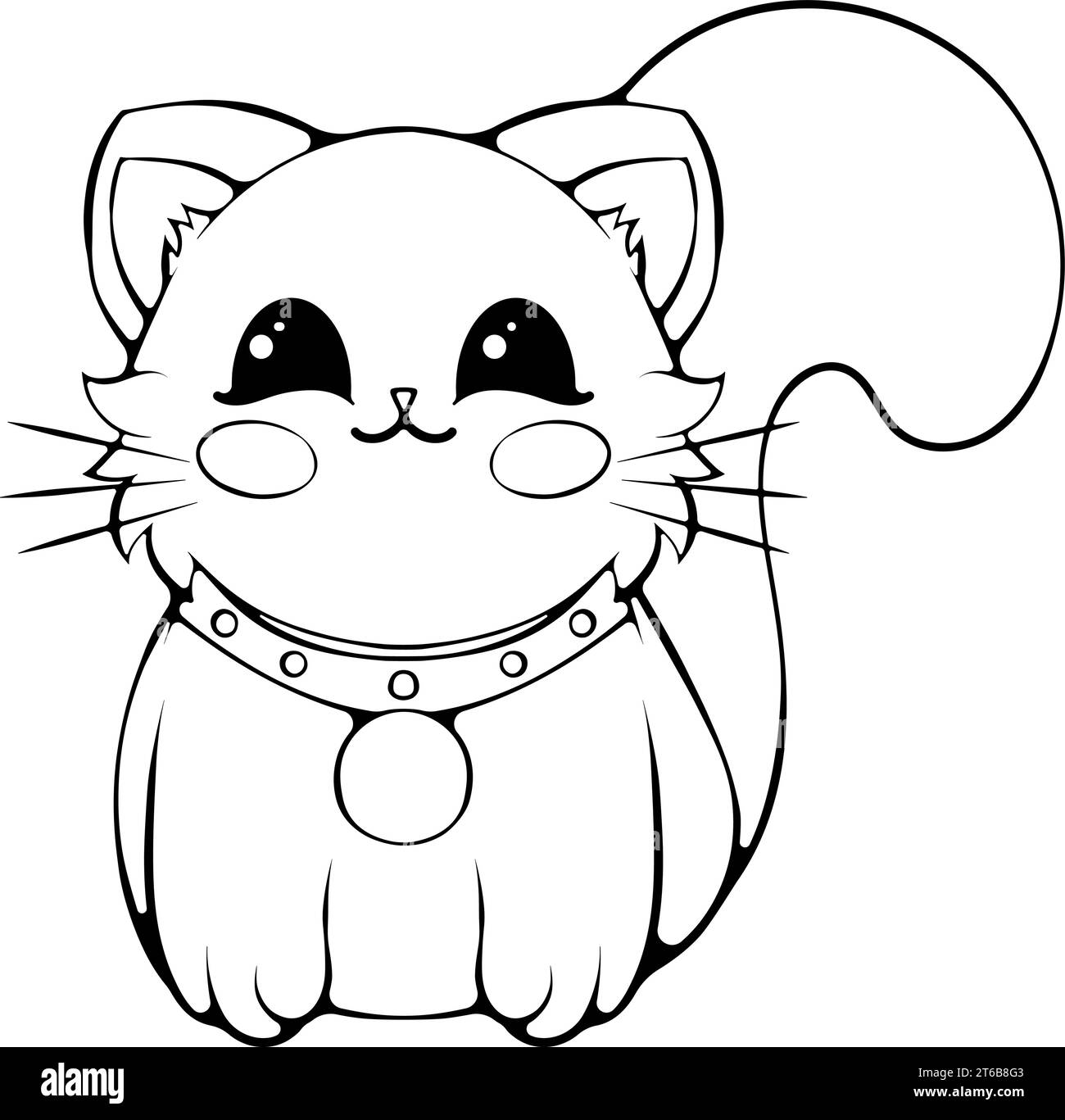 Mignon chat Kawaii assis Illustration de Vecteur