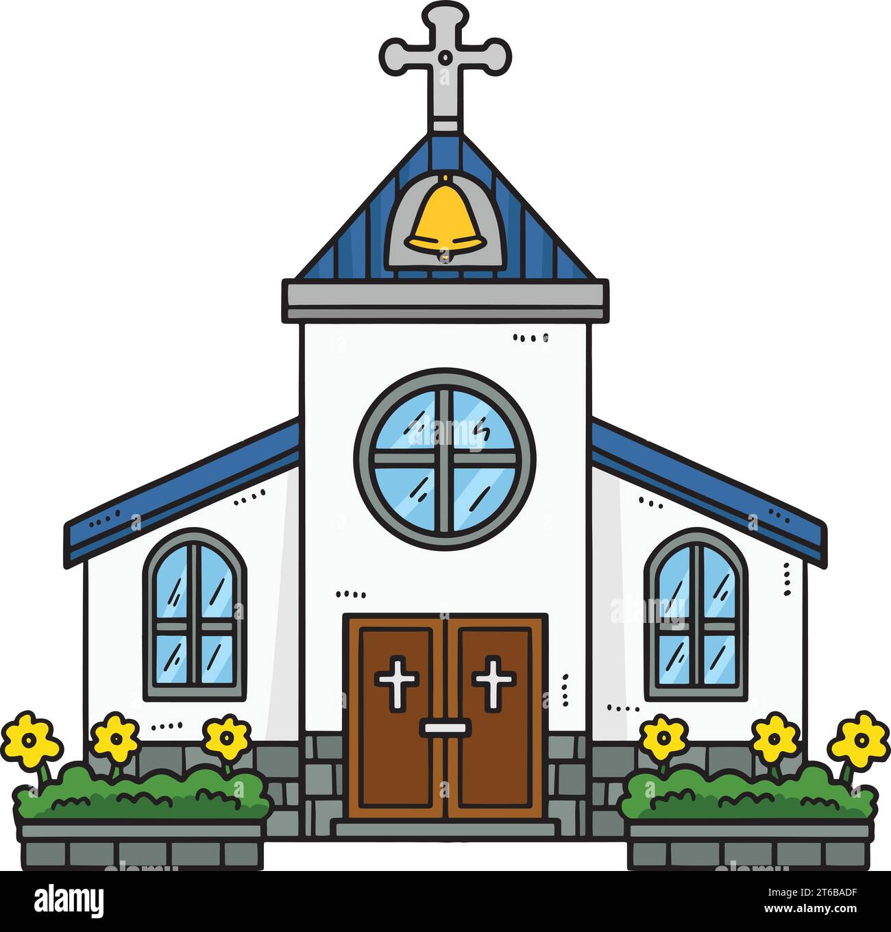 Christian Church Cartoon Colored Clipart Illustration de Vecteur