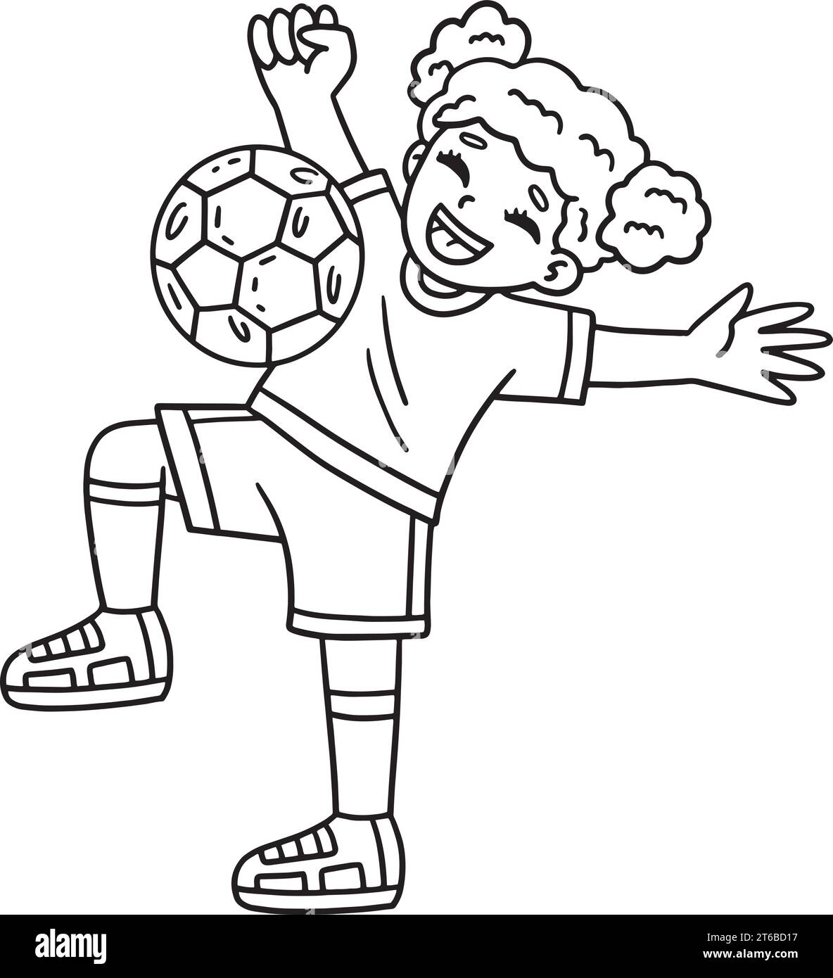 Balle de football rebondissante pour fille isolée de la poitrine Illustration de Vecteur