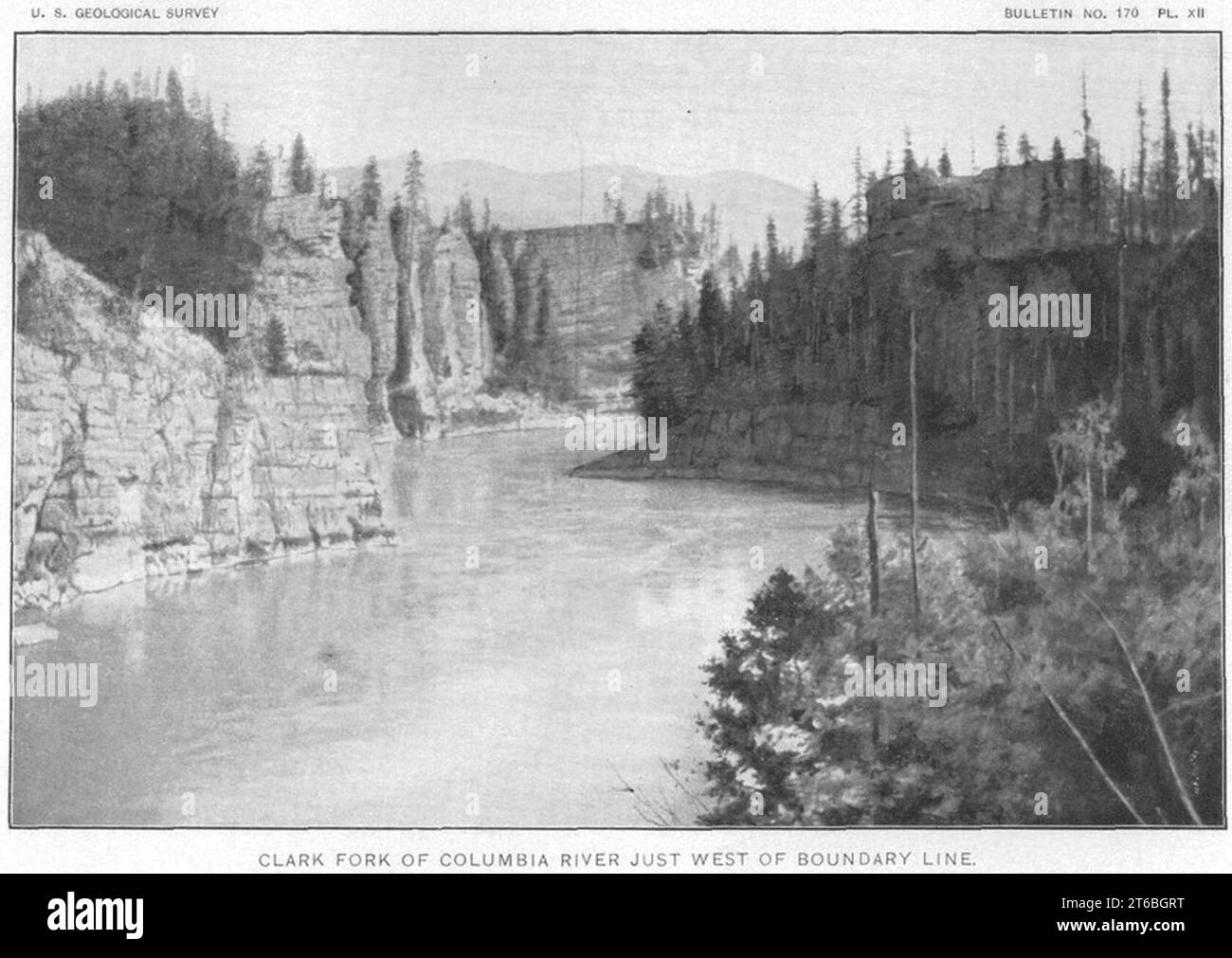 USGS Idaho Montana 1900 Clark Fork Columbia River near Stone Monument 83 Banque D'Images